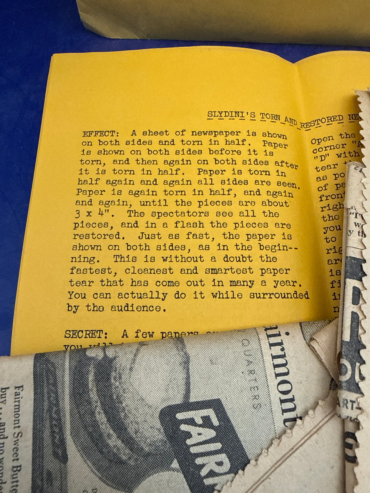 Slydini’s Torn and Restored Newspaper – Vintage Self-Contained Paper Tear- Ken Allen Magic