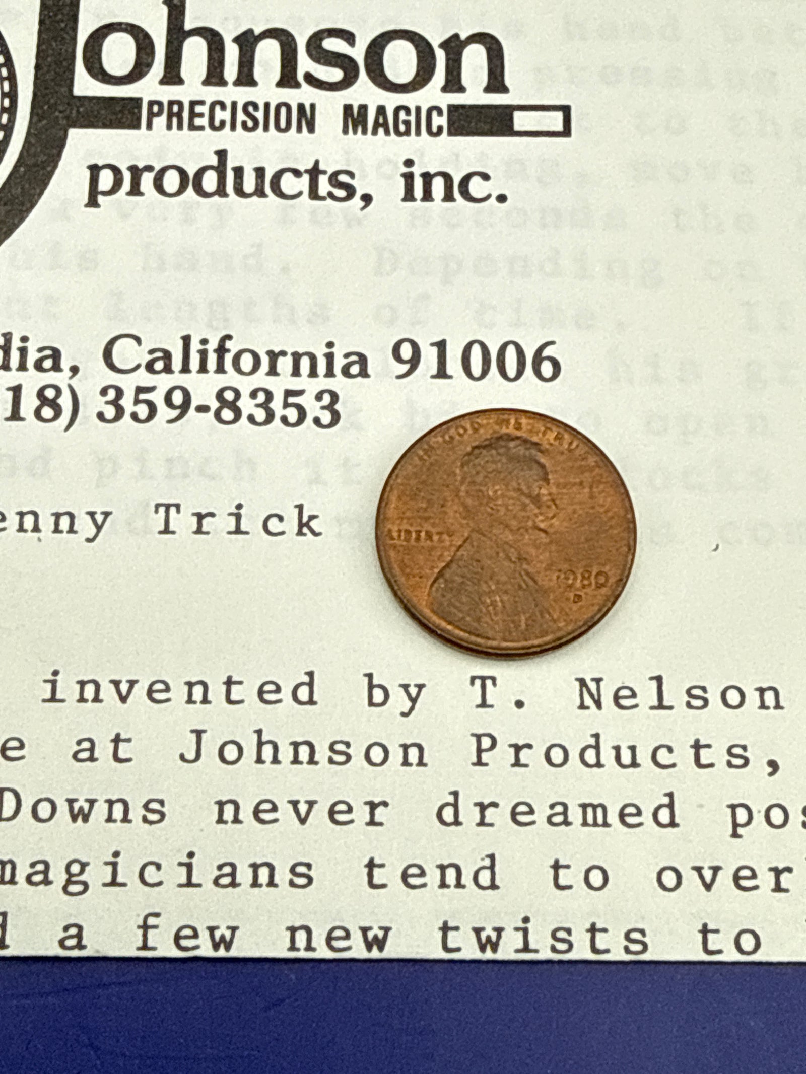 Johnson Precision Magic Products - Dime & Penny - Vintage - ESTATE