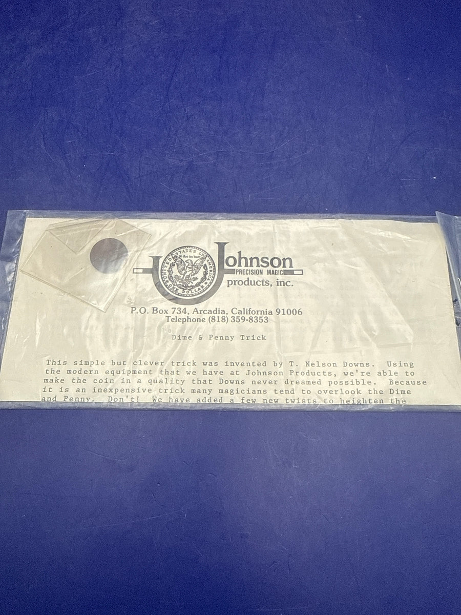 Vintage Johnson Precision Magic Dime & Penny Trick - Precision Coin Magic Prop