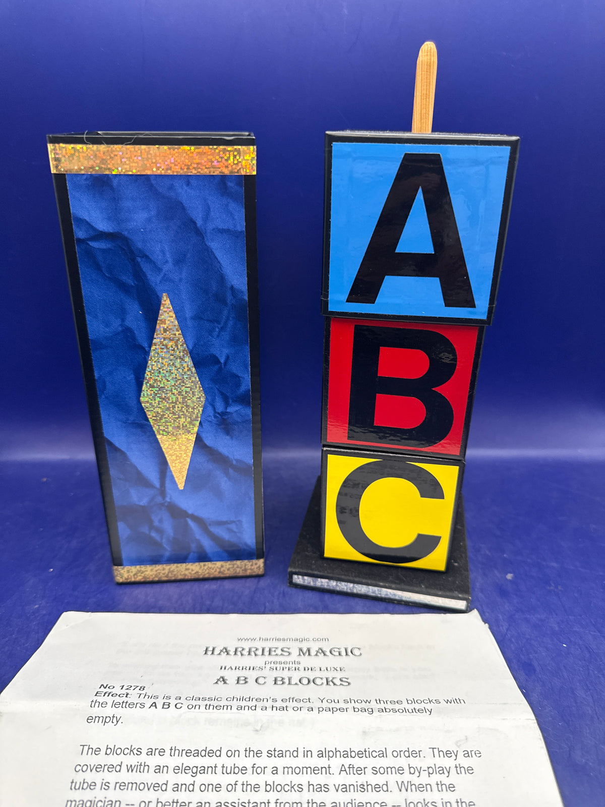 Vintage Harries Magic Super De Luxe ABC Blocks Stage Trick Set with Instructions ESTATE