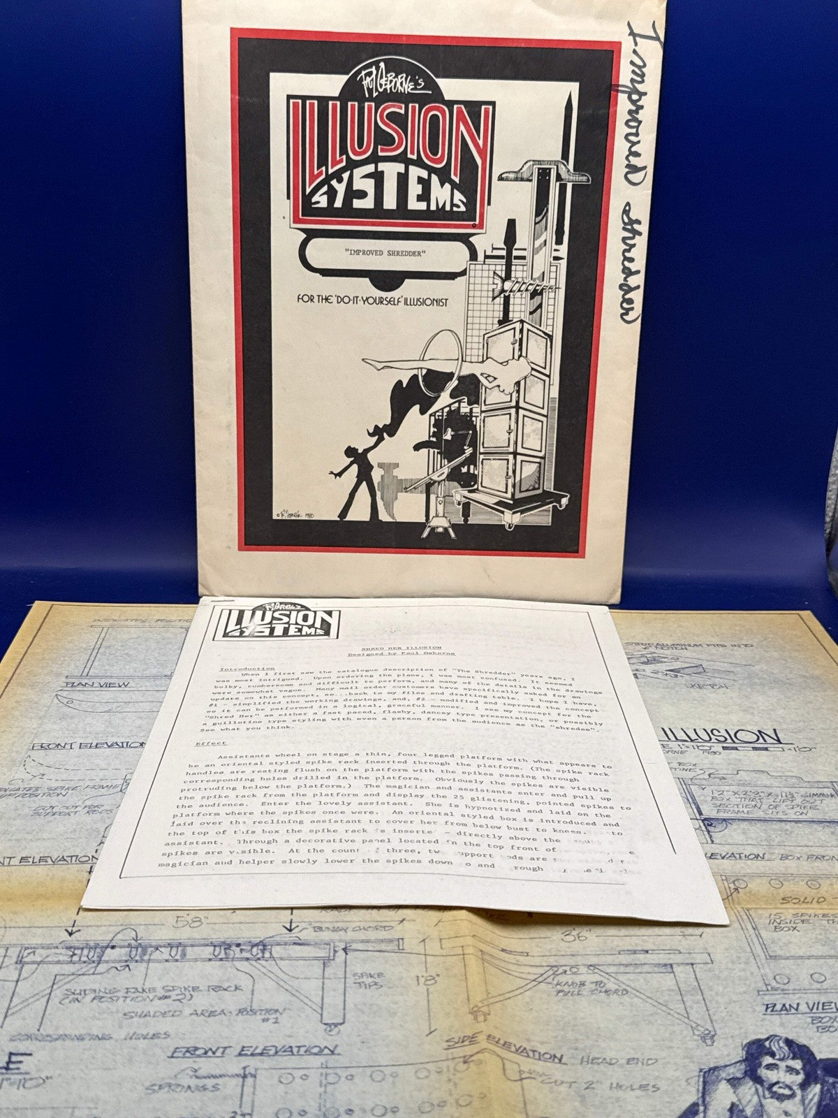 Paul Osborne Illusion Systems plans for the Improved Shredder c1980 Vintage plan