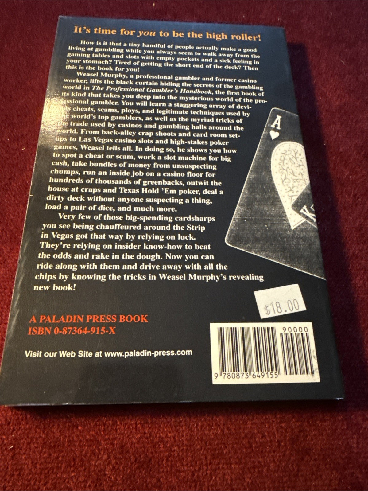 Professional Gambler's Handbook : Beating the System by Hook and by Crook by...