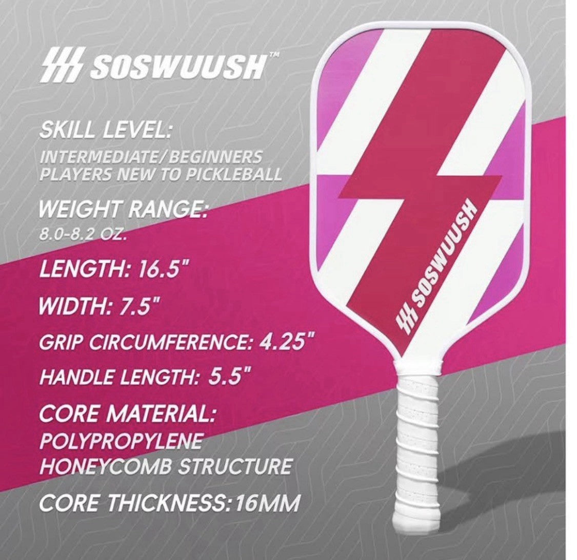 SOSWUUSH Carbon Fiber pickle ball Paddle Set-new-2 Paddles, Balls, Grips &  Bag