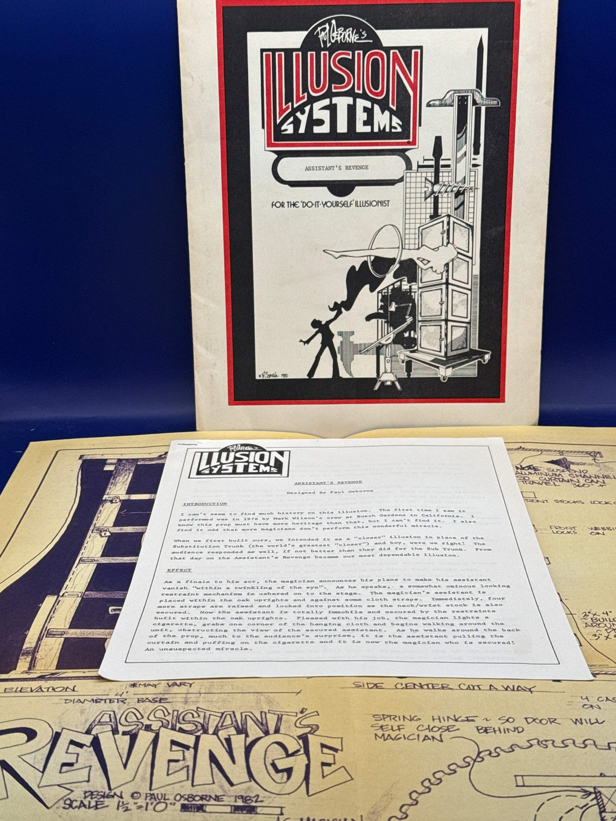 Paul Osborne Illusion Systems plans for Assistant’s Revenge c1980 Vintage plans