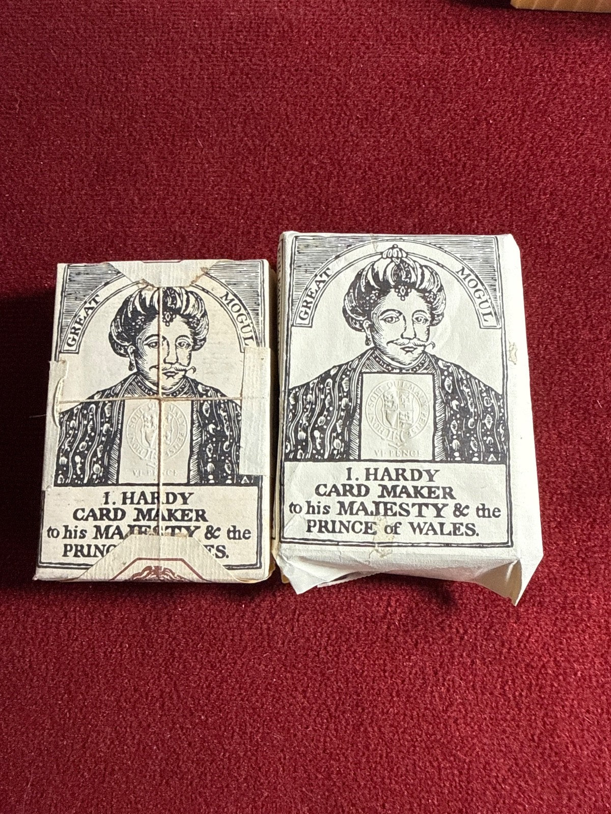 2 Decks Hardy Card Maker to His Majesty & the Prince Great Mogul Playing Cards