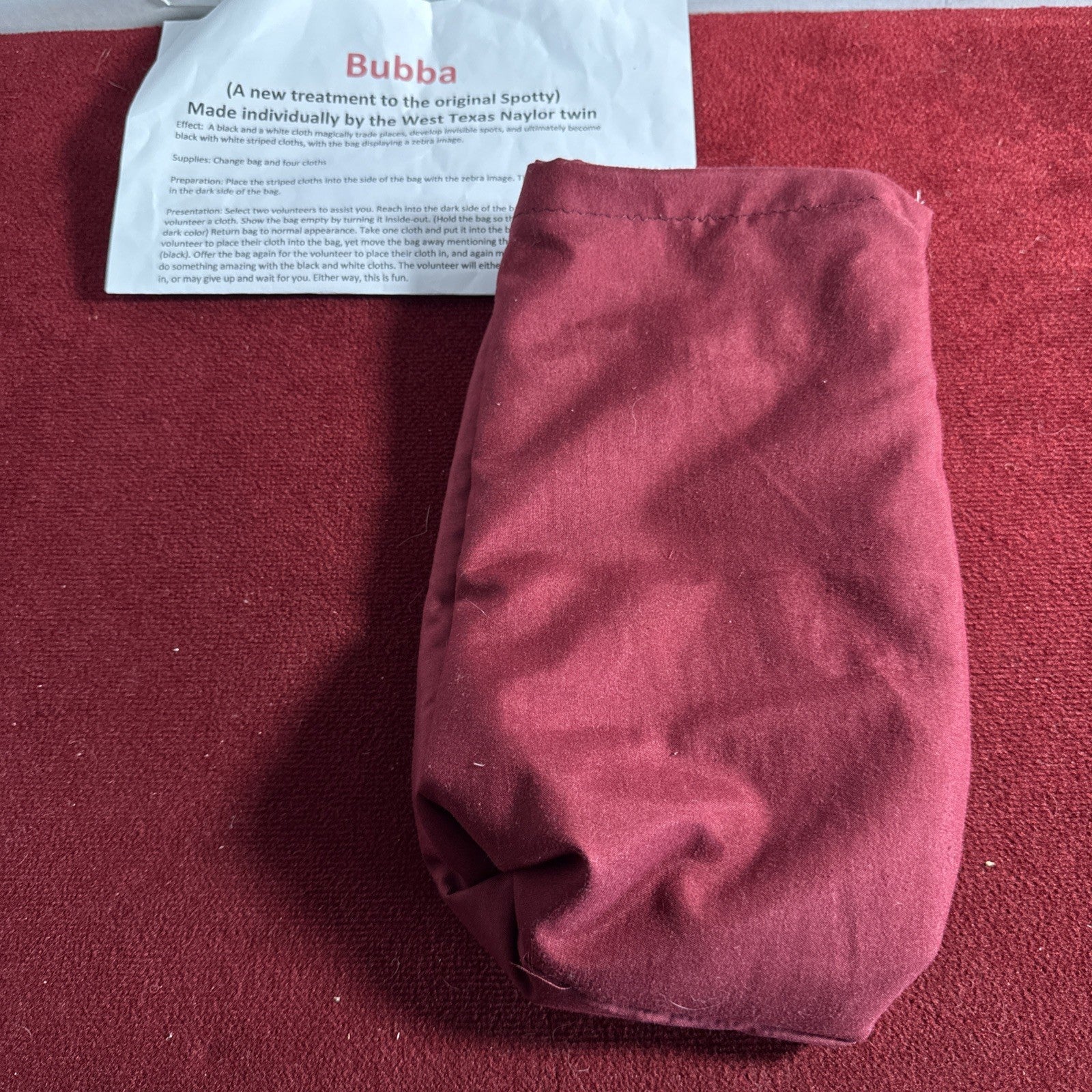 Bubba “Spotty” Style Gag/change Bag-Appearing Zebra-Kids Show-clown- Magic-RARE