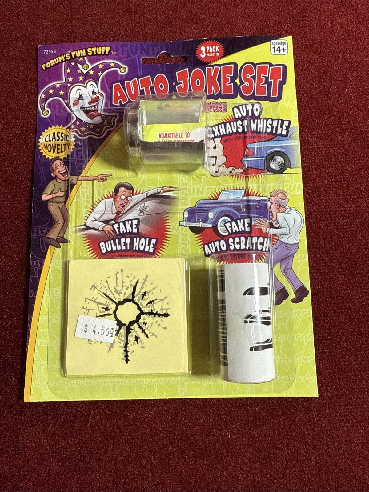 Auto Joke Set-Exhaust Whistle-Fake Scratches-Fake Bulletholes-gag-prank-funny
