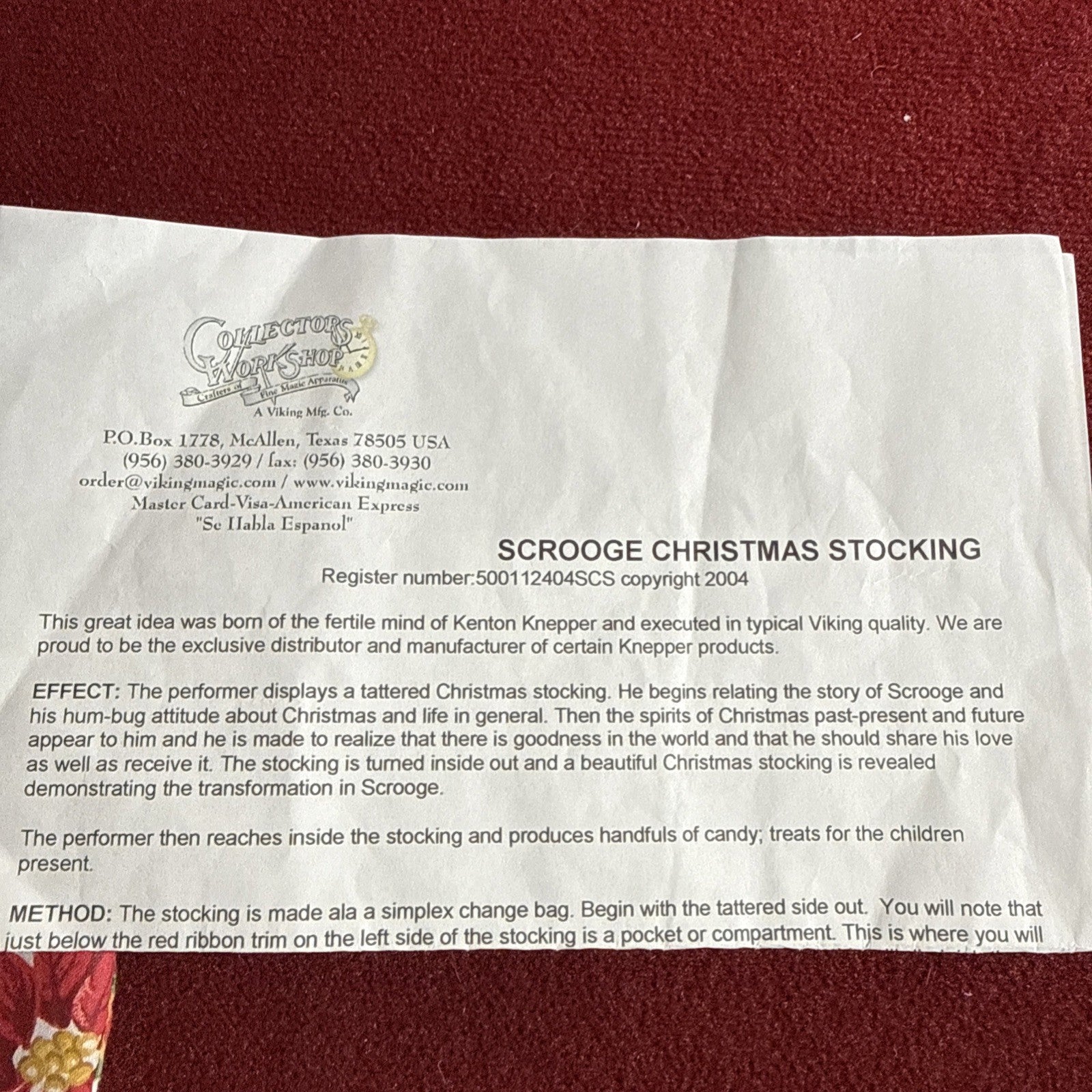 Collectors Workshop Viking Mfg Scrooge Christmas Stocking Change Bag RARE 2004 