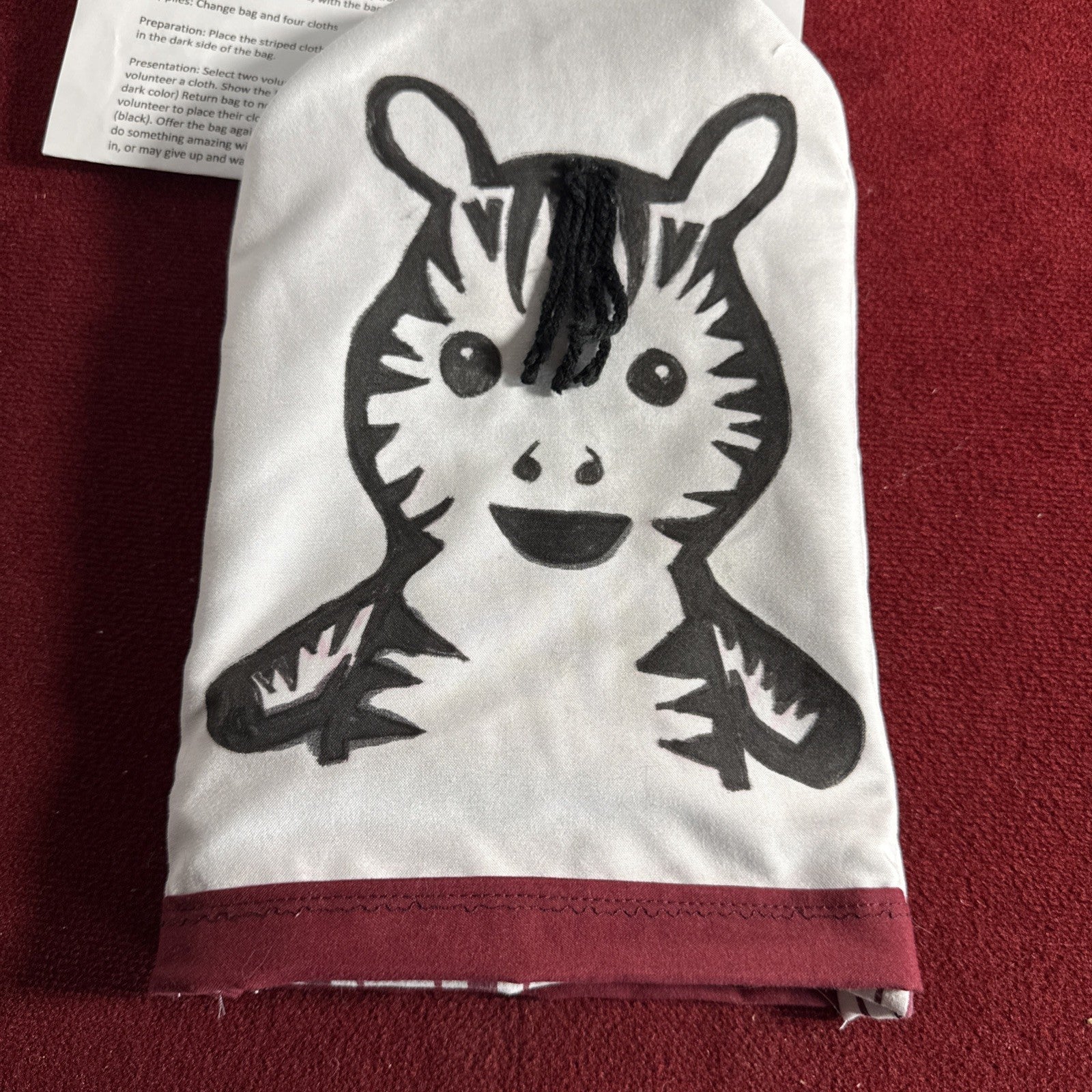 Bubba “Spotty” Style Gag/change Bag-Appearing Zebra-Kids Show-clown- Magic-RARE