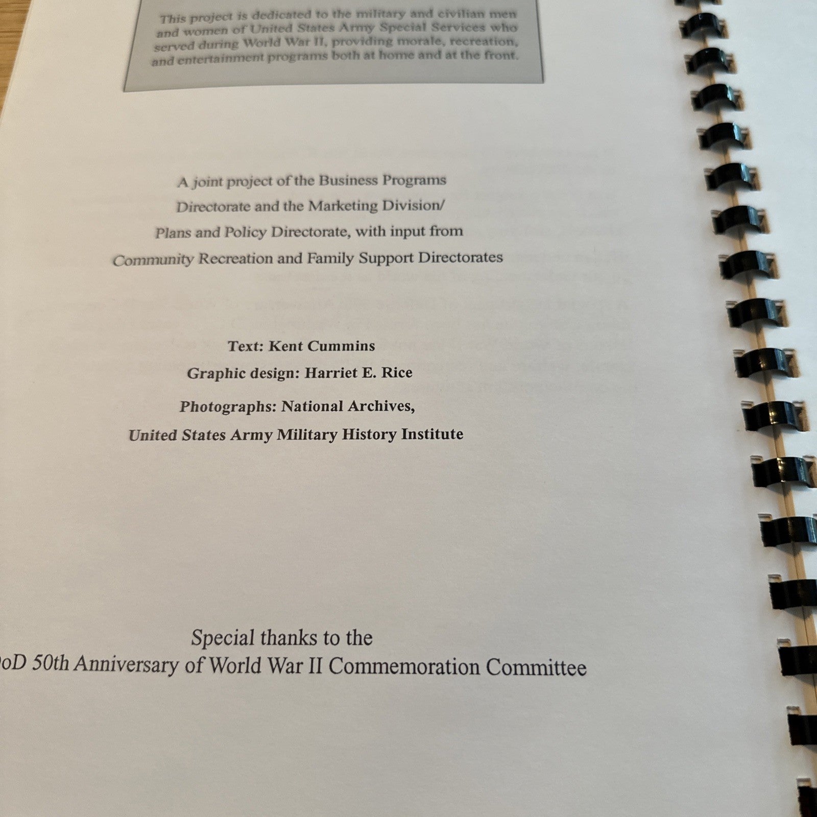 50th Anniv Of World War 2 MWR Idea Book Planning Resource RARE - Kent Cummins