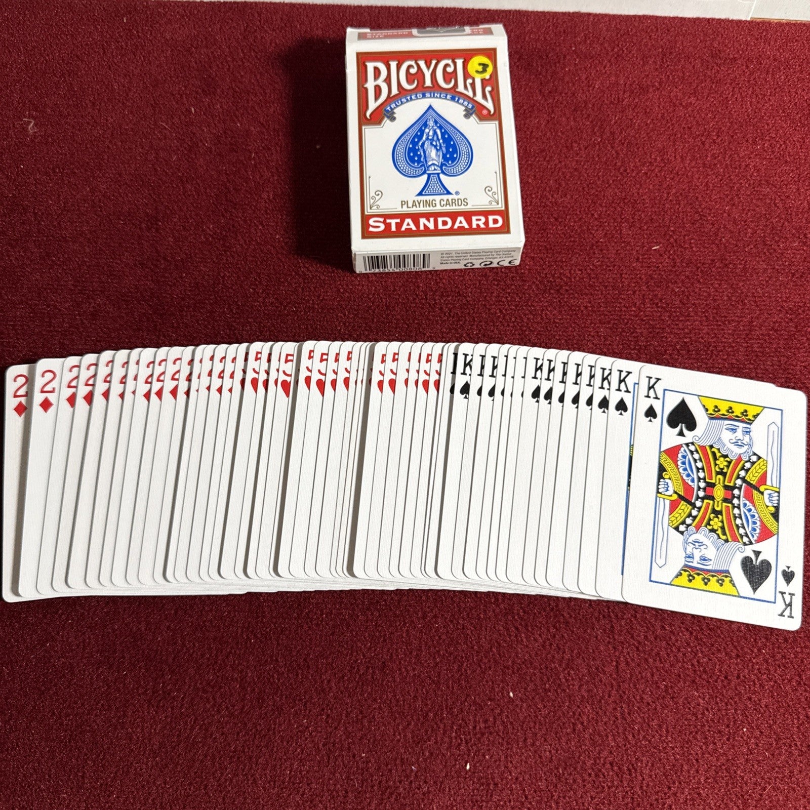 3 Way Force Deck Red Bicycle Cards 2D, 5H, KS Card Magic Trick