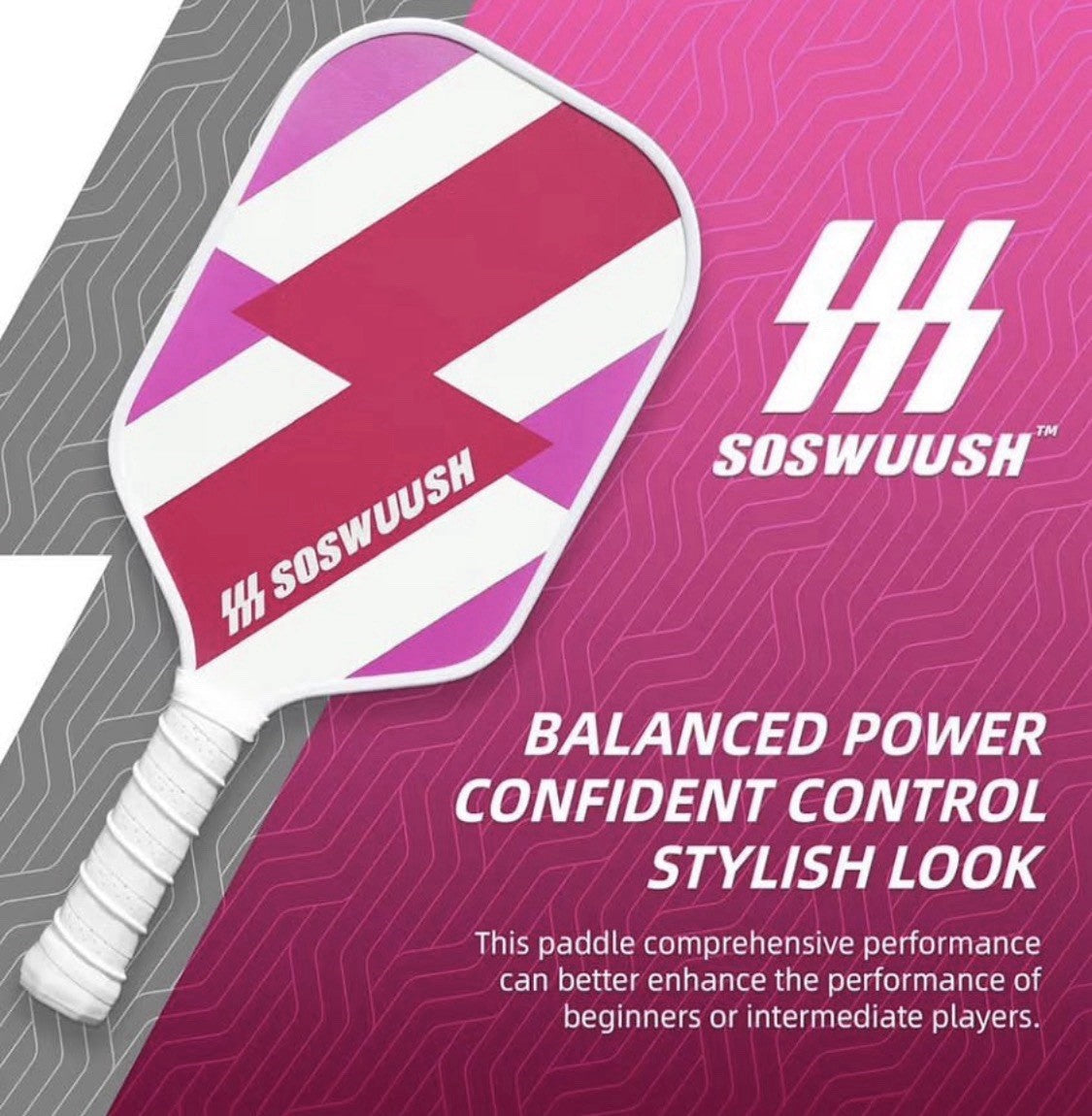 SOSWUUSH Carbon Fiber pickle ball Paddle Set-new-2 Paddles, Balls, Grips &  Bag