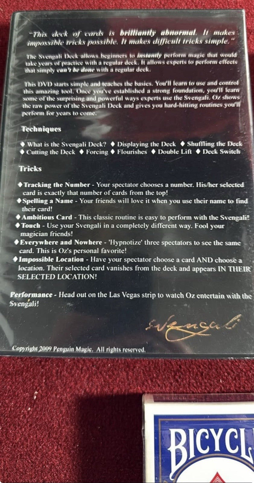 Svengali Deck Starring Oz Pearlman (DVD + Blue bicycle Deck) Card Magic Trick