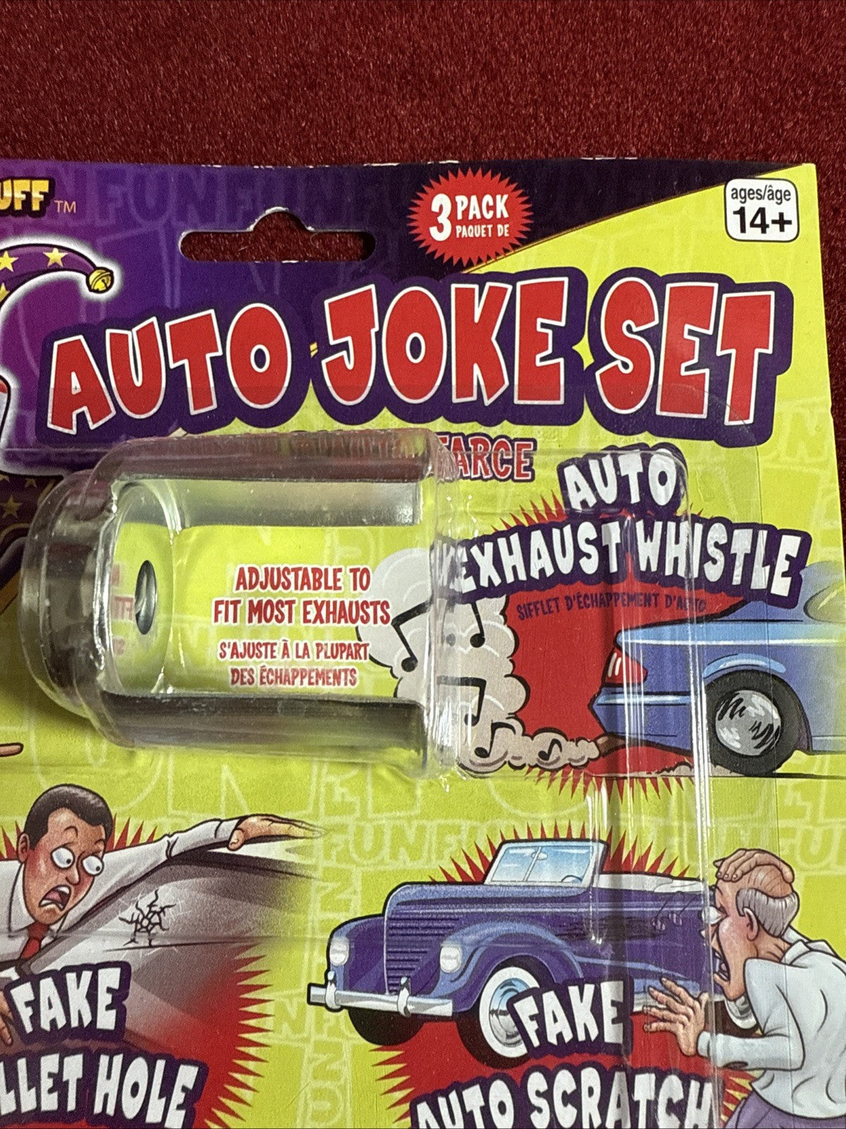 Auto Joke Set-Exhaust Whistle-Fake Scratches-Fake Bulletholes-gag-prank-funny