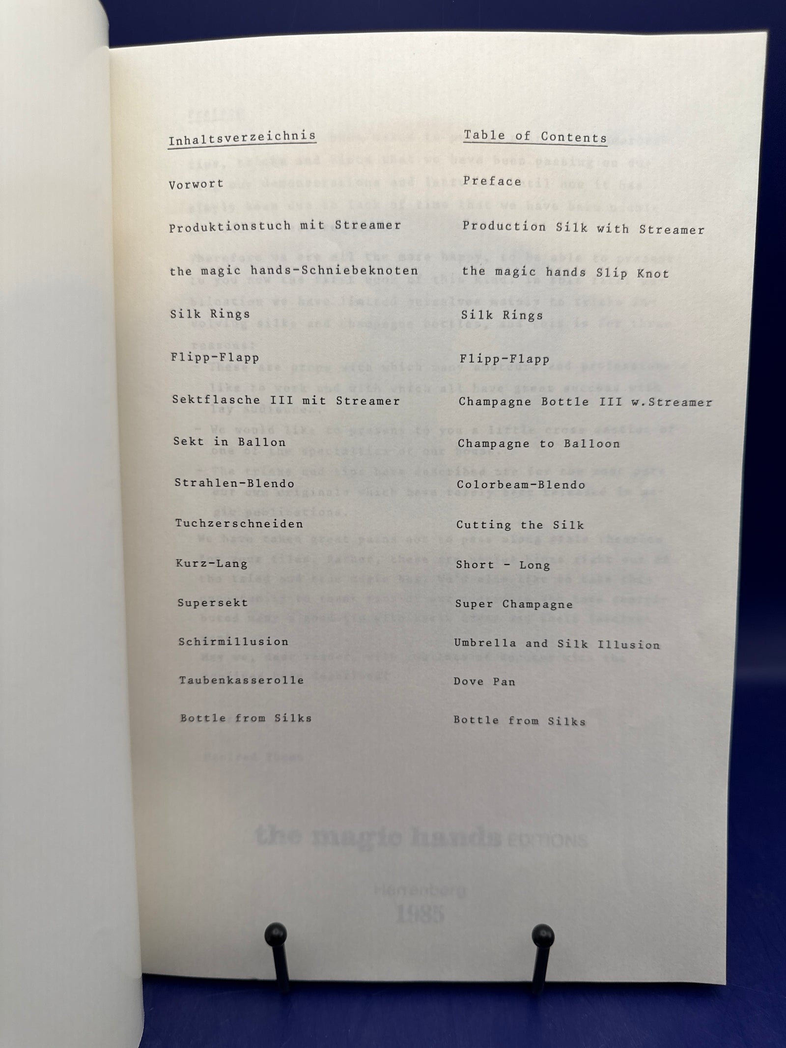 Manfred Thumm Lecture Notes: the magic hands 1985