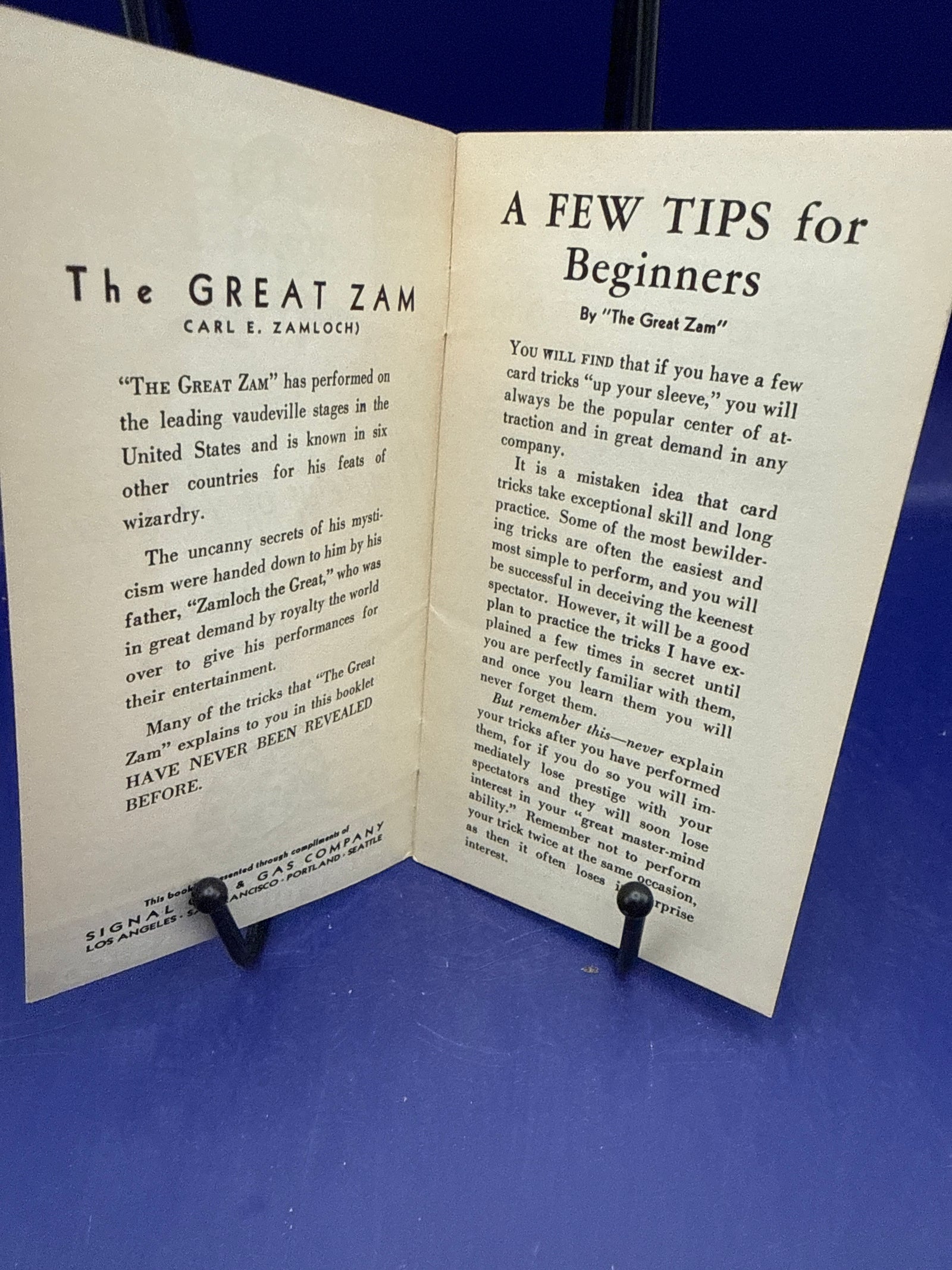 Mystery of Magic Revealed (How to Entertain and Amaze Your Friends with Magic Tricks) by The Great Zam - promotional giveaway by the Signal Oil & Gas Co. circa 1939–1940 ESTATE