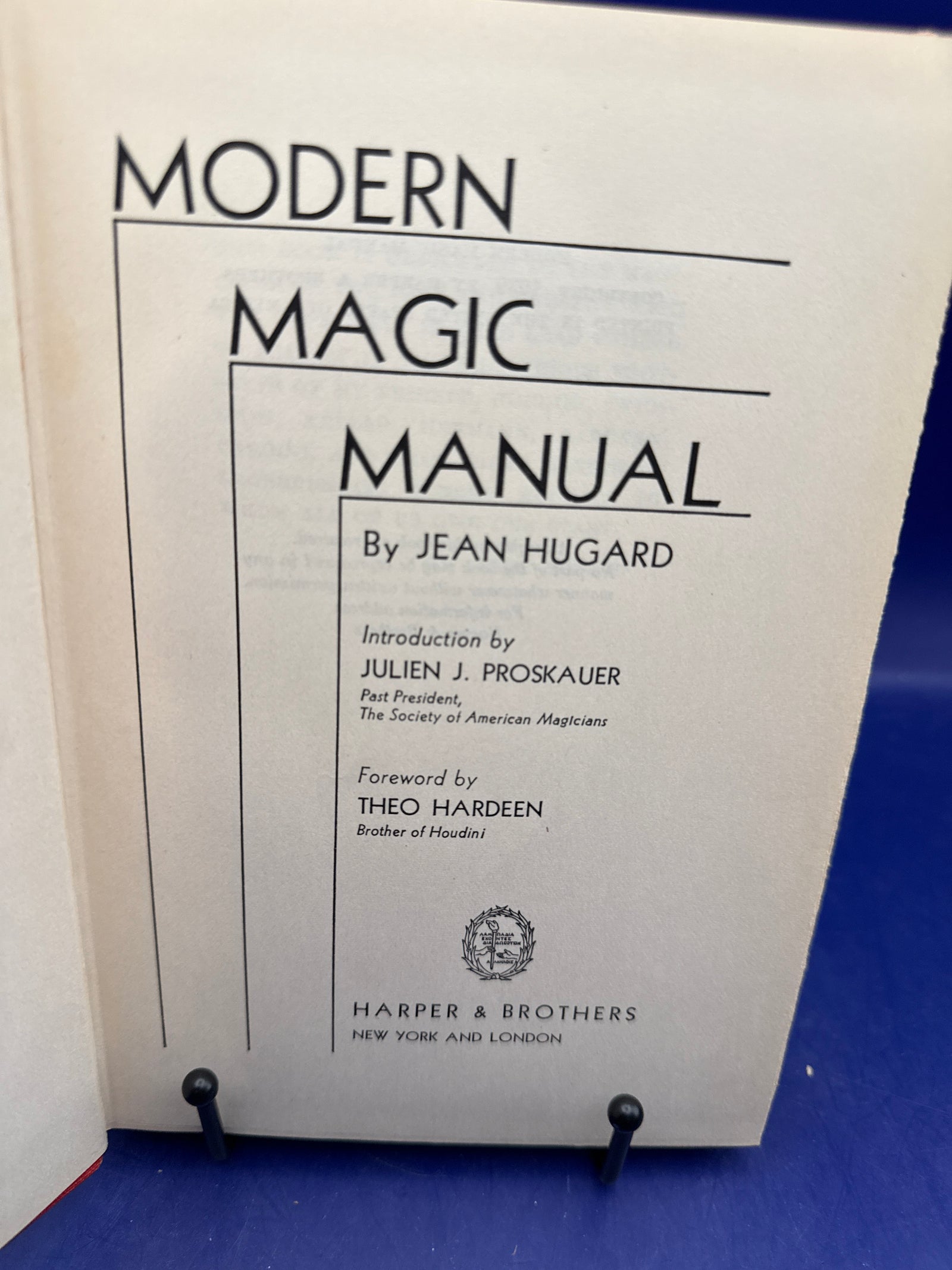 Modern Magic Manual Jean Hugard 1939 1st Ed HC published by Harper & Brothers ESTATE