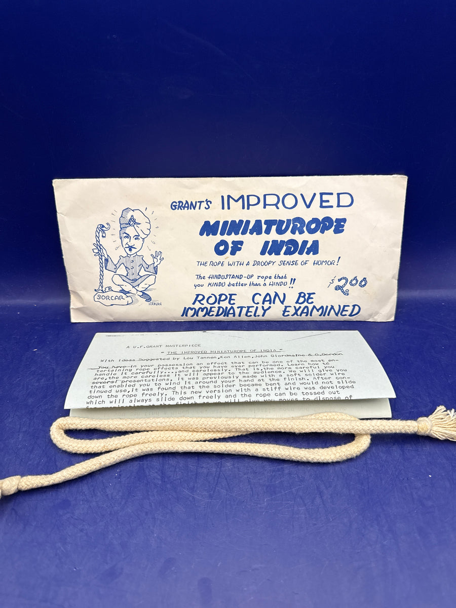 Vintage U.F. Grant Improved Miniature Rope of India Magic Trick - Rare Sorcar Artwork