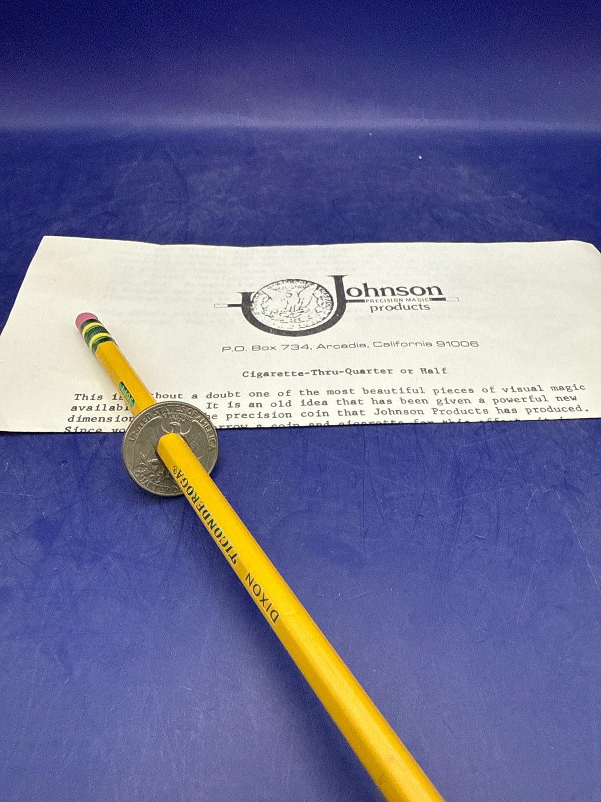 Johnson Precision Magic Cigarette-Thru-Quarter Vintage - Single Sided (tails) ESTATE