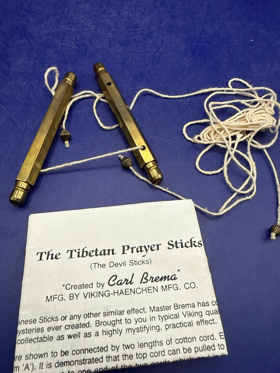 Vintage Viking Magic Tibetan Prayer Sticks Brass Mystery Prop - Cut & Restored Cord