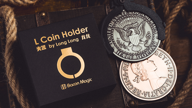 L Holder (Double Jumbo Coins 2.7"-3.2") by Long Long & Bacon Magic-SALE