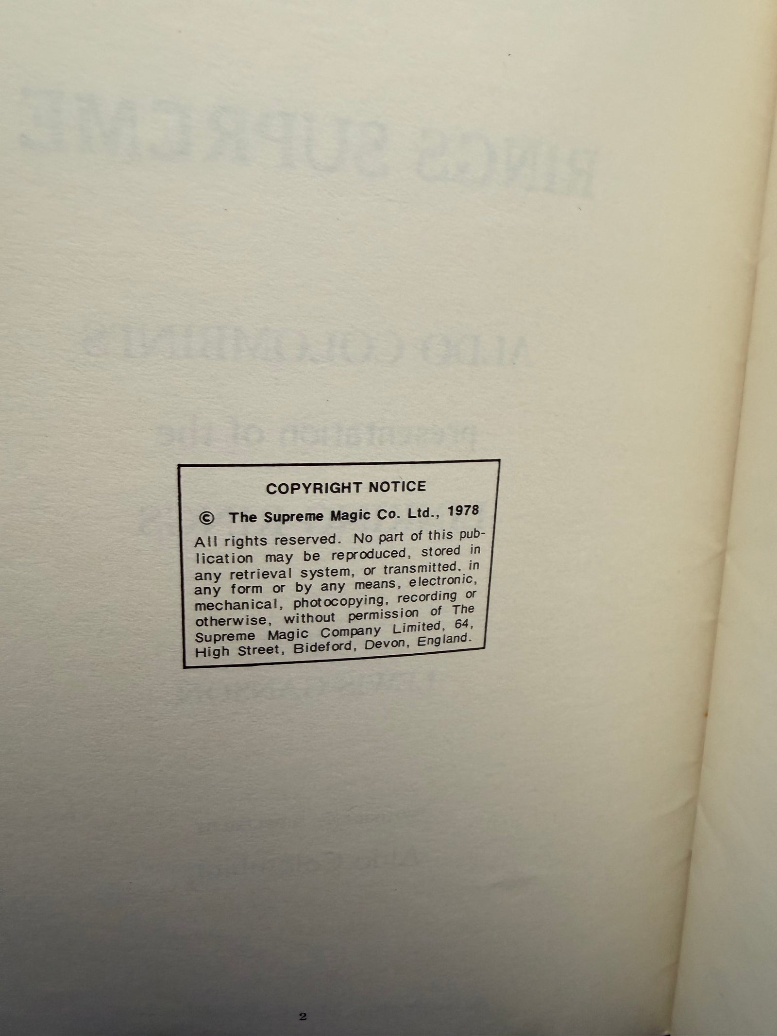 Rings Supreme Aldo Colombini’s Linking Rungs by Lewis Ganson 1978 Supreme Magic