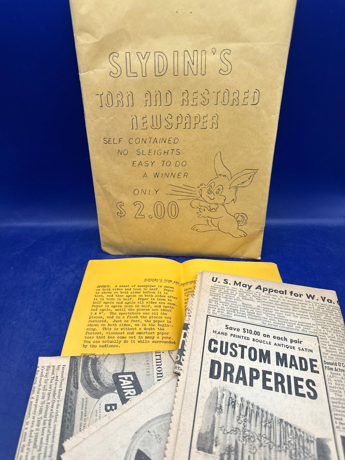 Slydini’s Torn and Restored Newspaper – Vintage Self-Contained Paper Tear- Ken Allen Magic