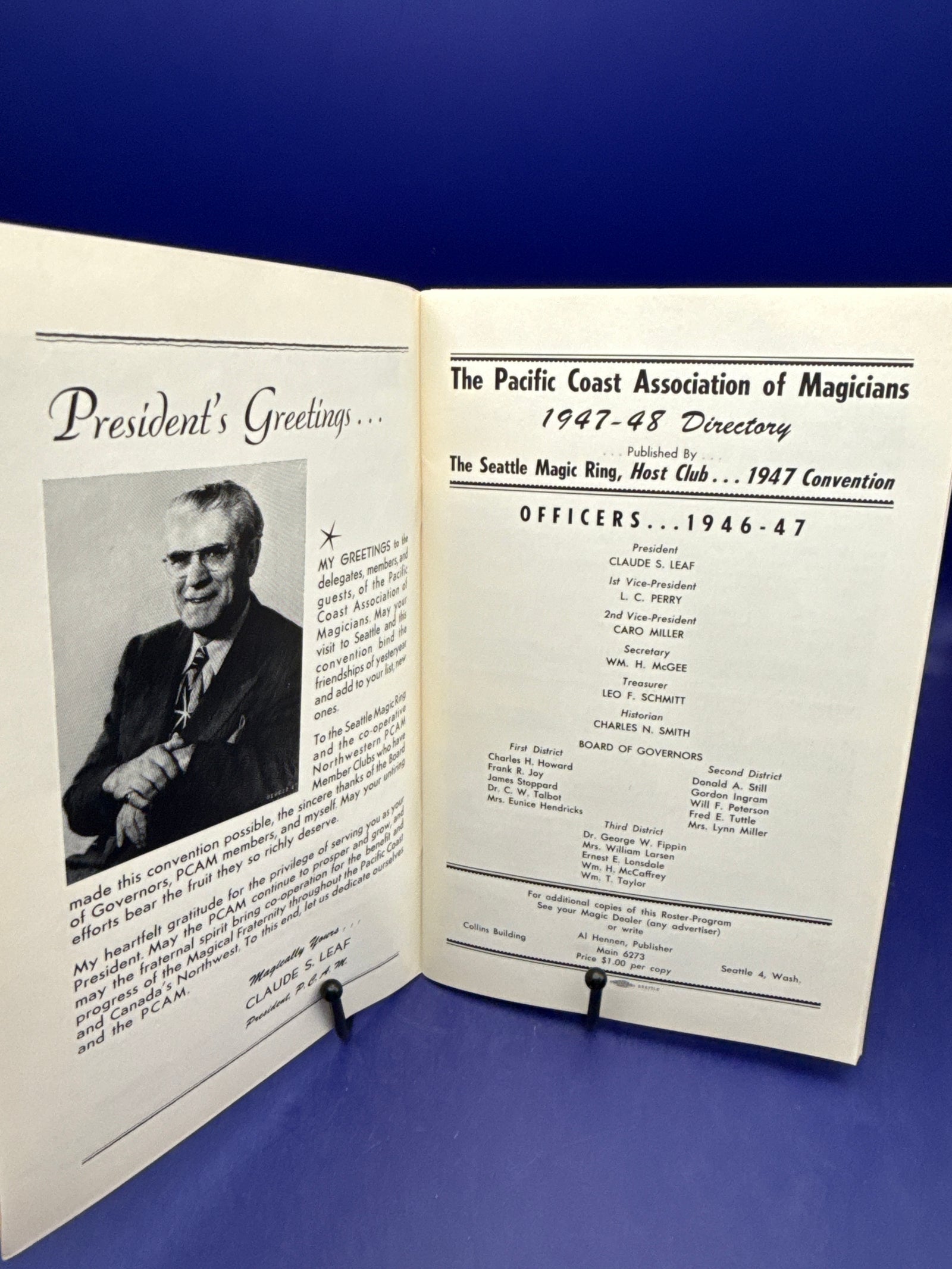 Pacific Coast of Magicians 12th Annual Convention 1947 Souvenir Program & Roster