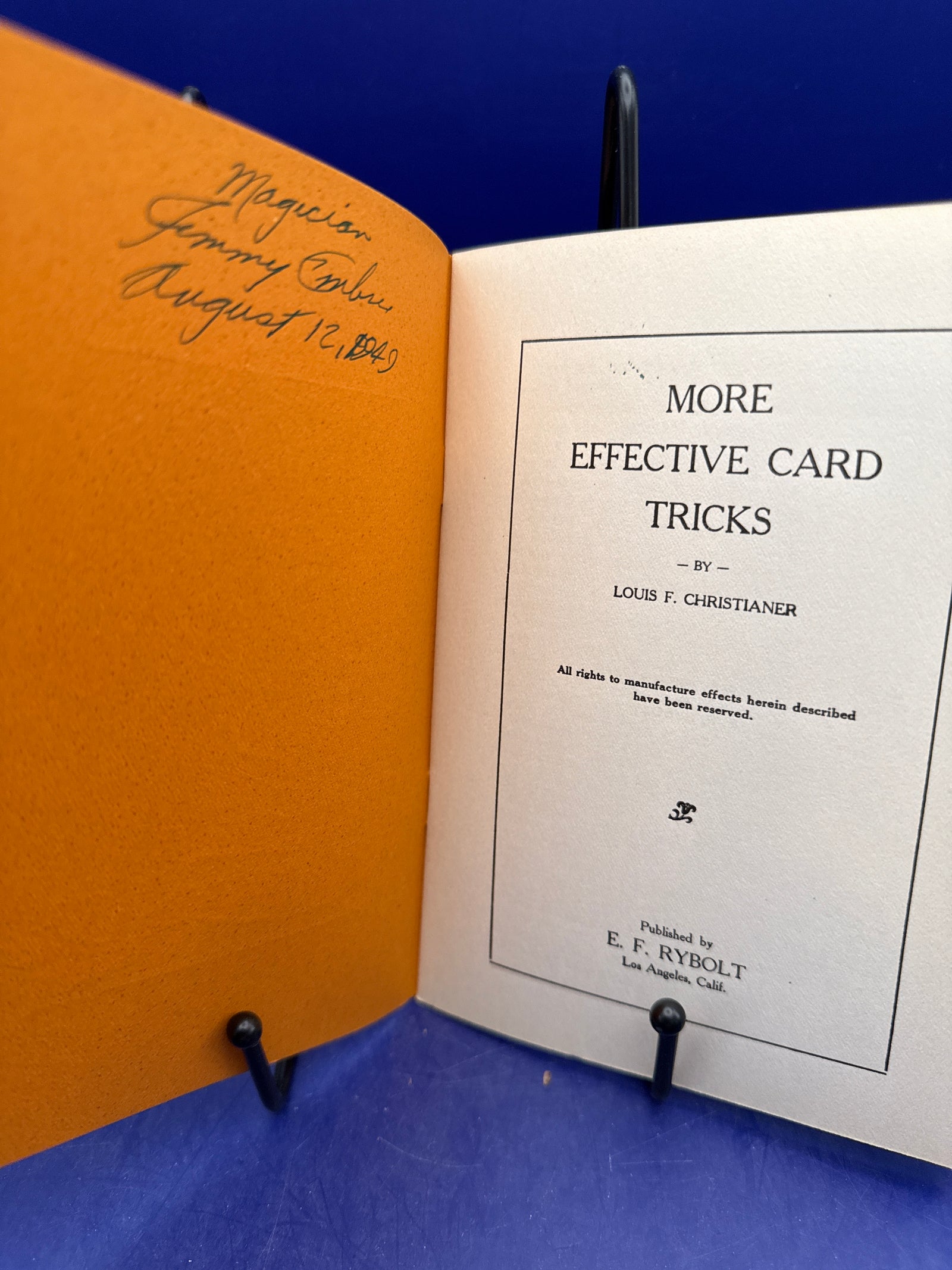 More Effective Card Tricks by Louis F. Christianer & and published by E. F. Rybolt 1919 ESTATE