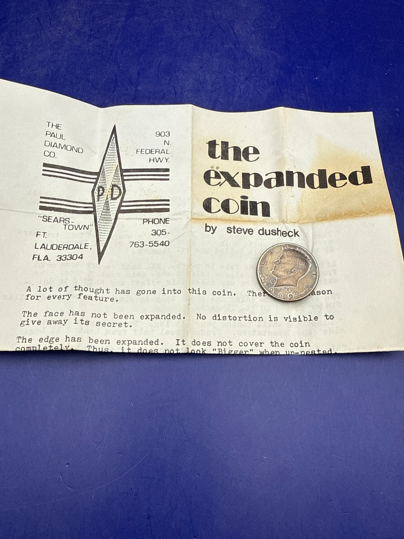 Expanded Half Dollar Coin by Steve Dusheck - Paul Diamond ESTATE