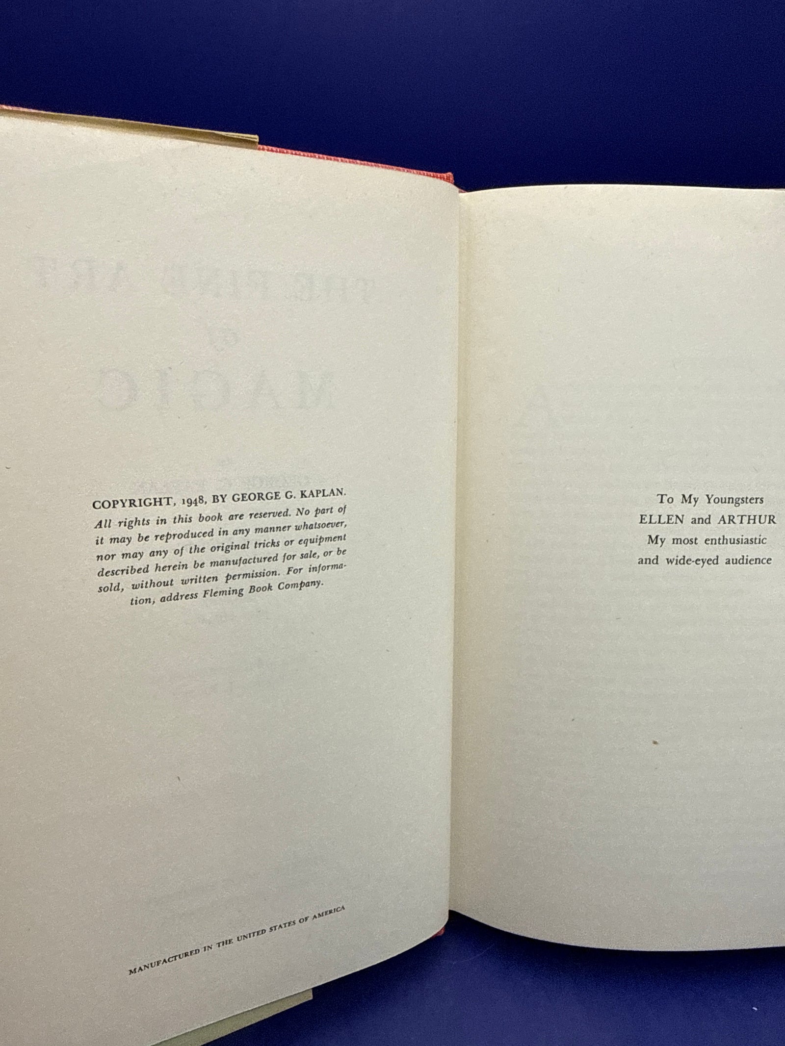 The Fine Art of Magic by George G. Kaplan - 1st Ed - ESTATE