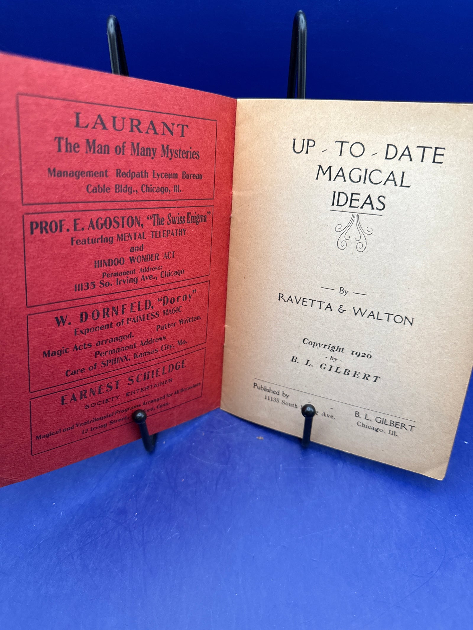 Up-To-Date Magical Ideas by Ravetta & Walton - 1920 published by B. L. Gilbert ESTATE