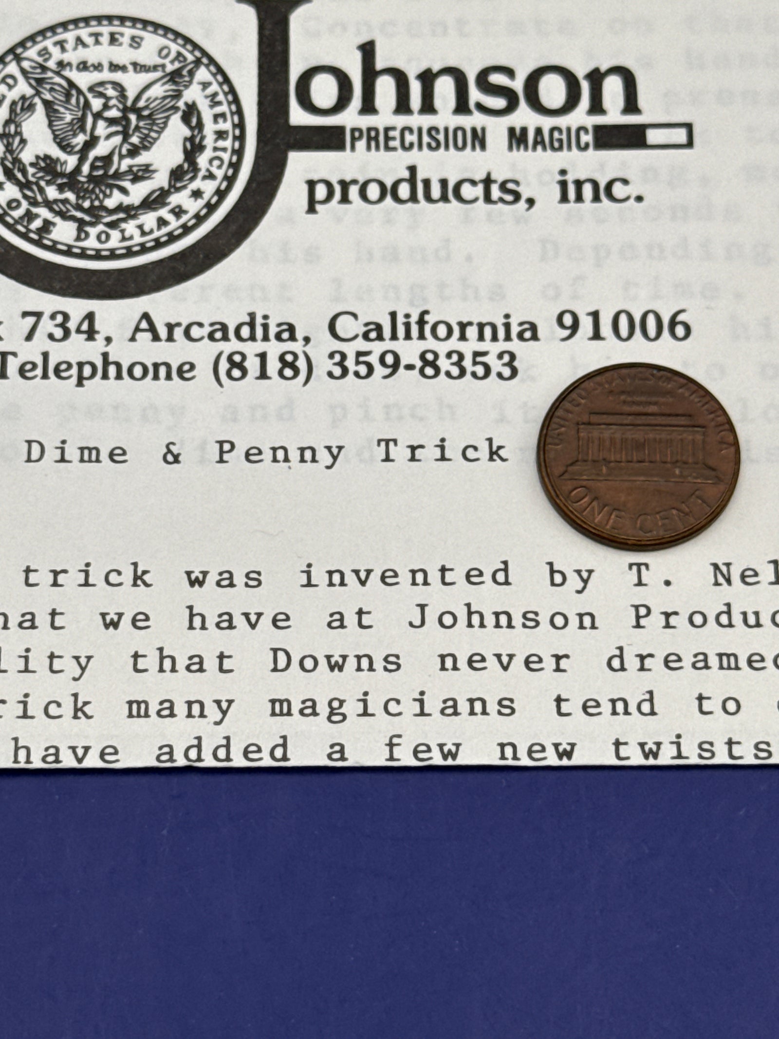 Johnson Precision Magic Products - Dime & Penny - Vintage - ESTATE