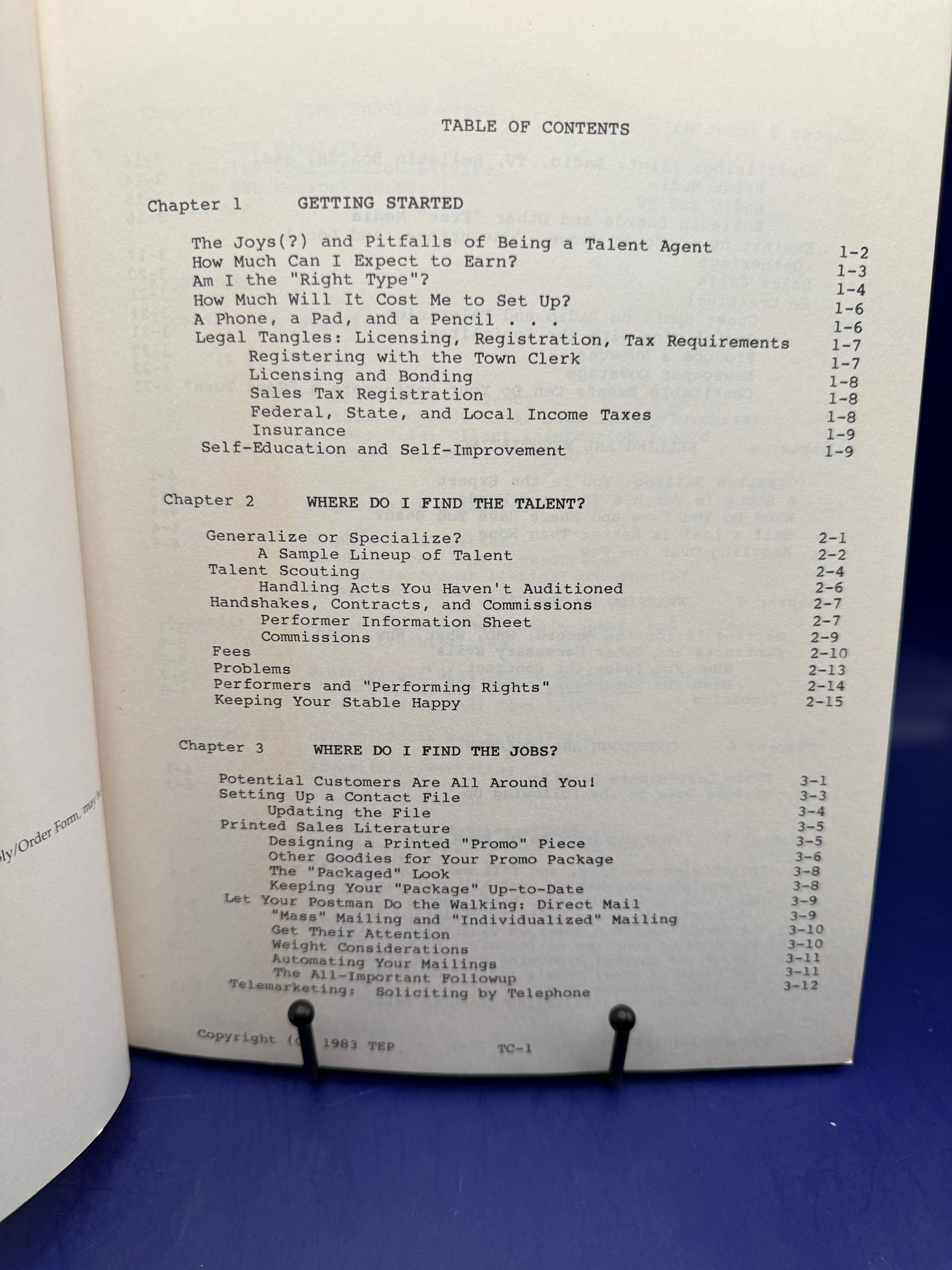 Clowns, Clients, Chaos by Tom Elliot 1978 Starting a Hometown Talent Agency