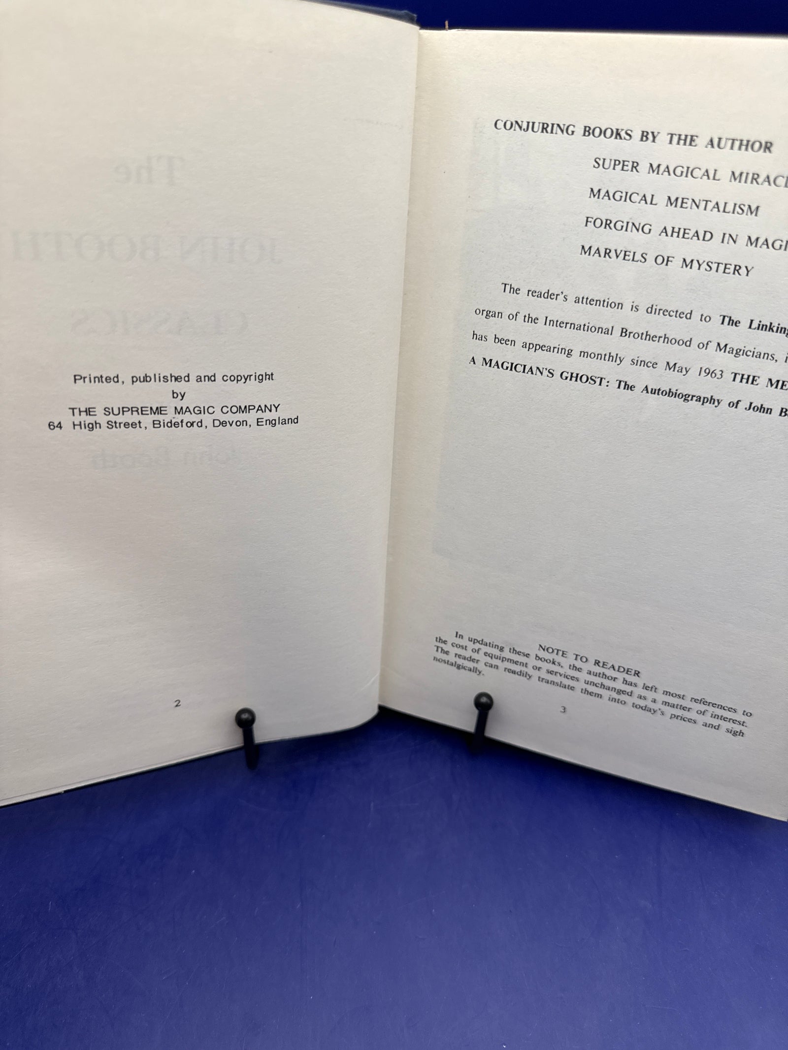 The John Booth Classics published by Supreme Magic Inscribed by John Booth ESTATE