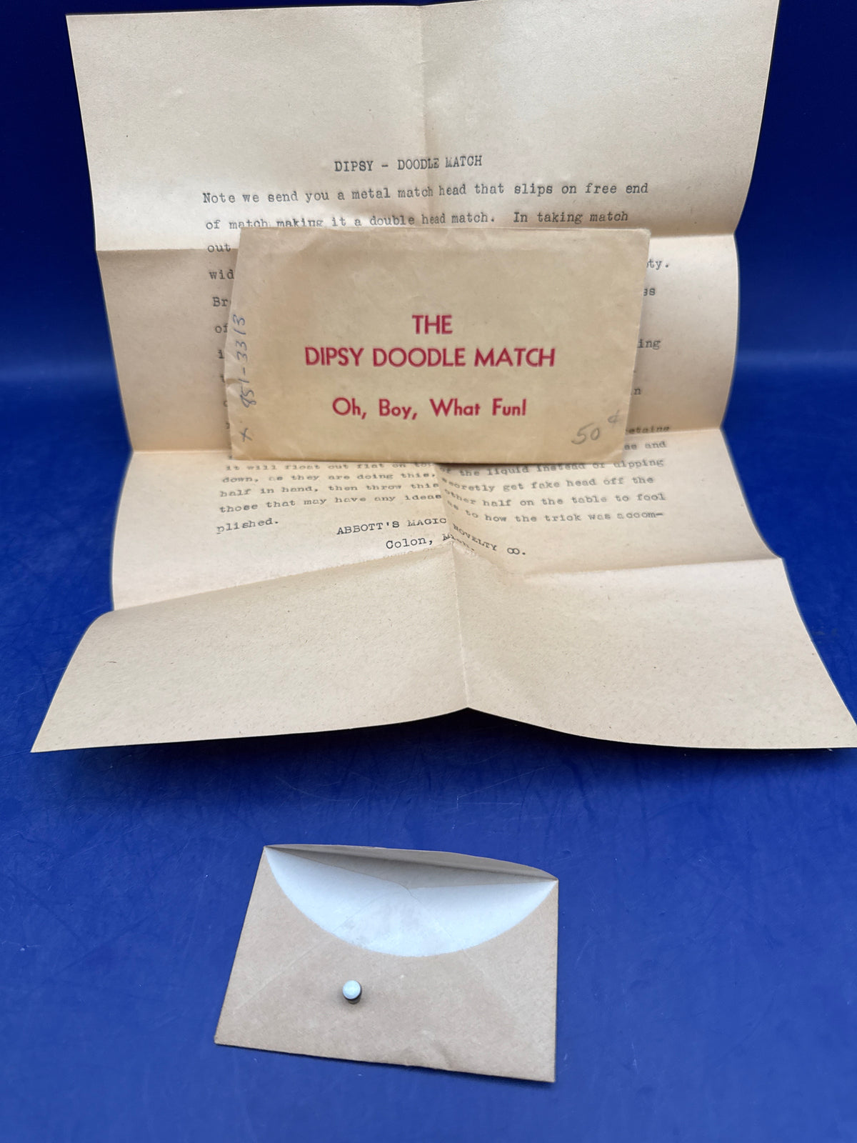 Vintage Abbott's Magic Dipsy Doodle Match Trick COMPLETE with Gimmick & Instructions