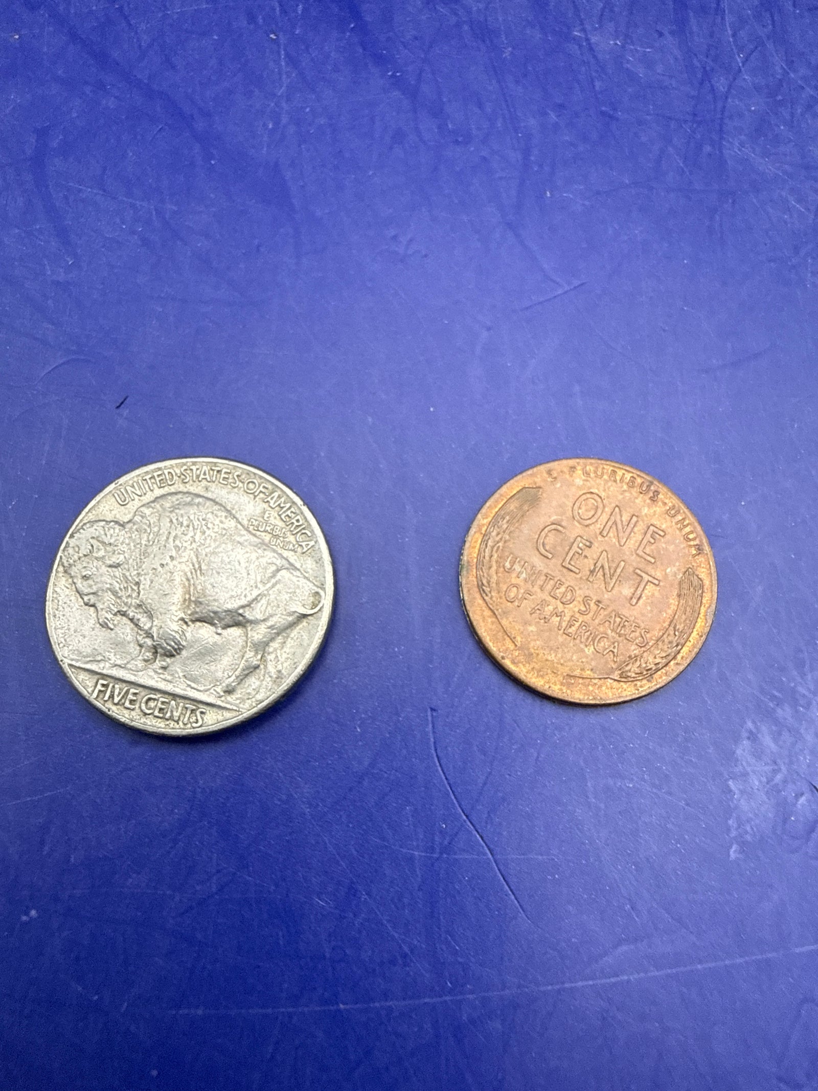 Nickel & Penny Trick c1950 buffalo nickel & wheat penny Vintage ESTATE