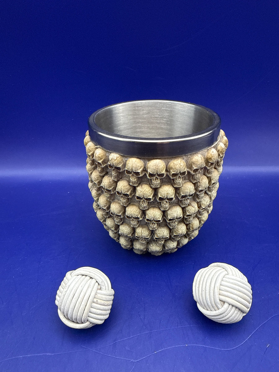 Jeff Busby Sea of Skulls Chop Cup with Custom Made and Calibrated Monkey Fist Leather Balls