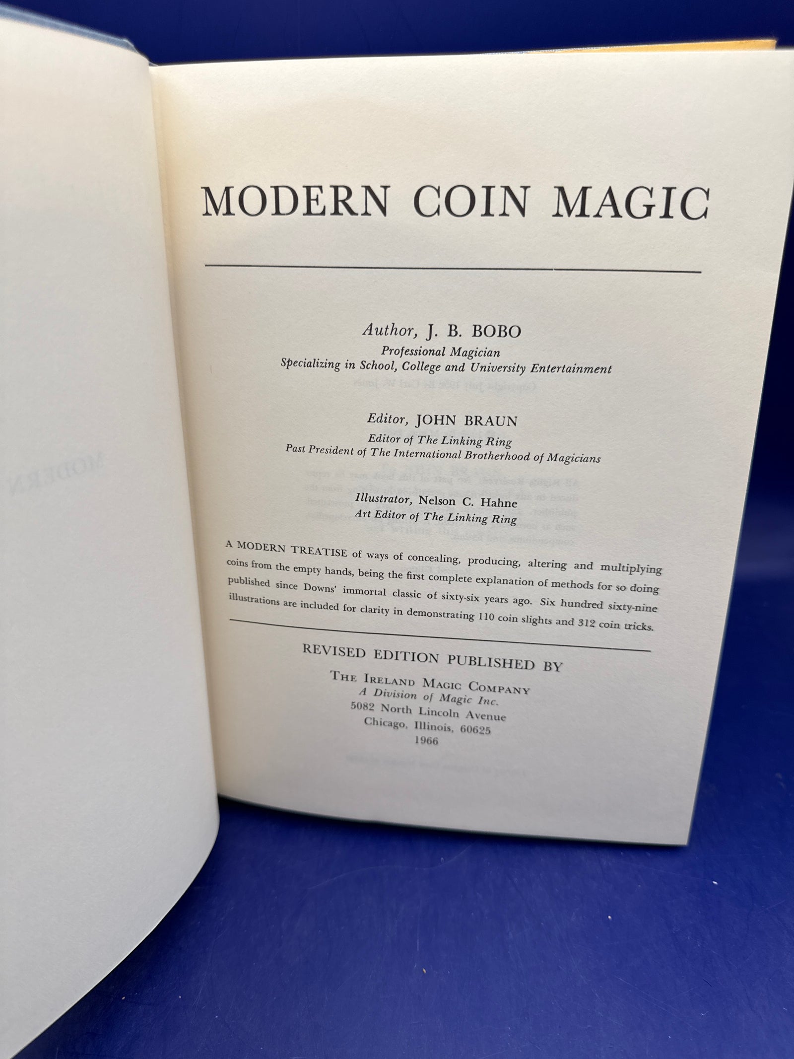 JB Bobo The New Modern Coin Magic - Enlarged edition- Magic Inc 1966