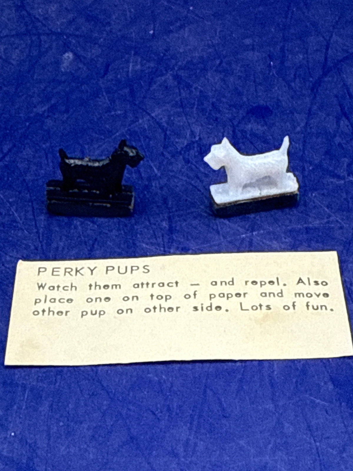 Vintage Perky Pups Magnetic Magic Novelty – Original Instruction Card & Figures c1963