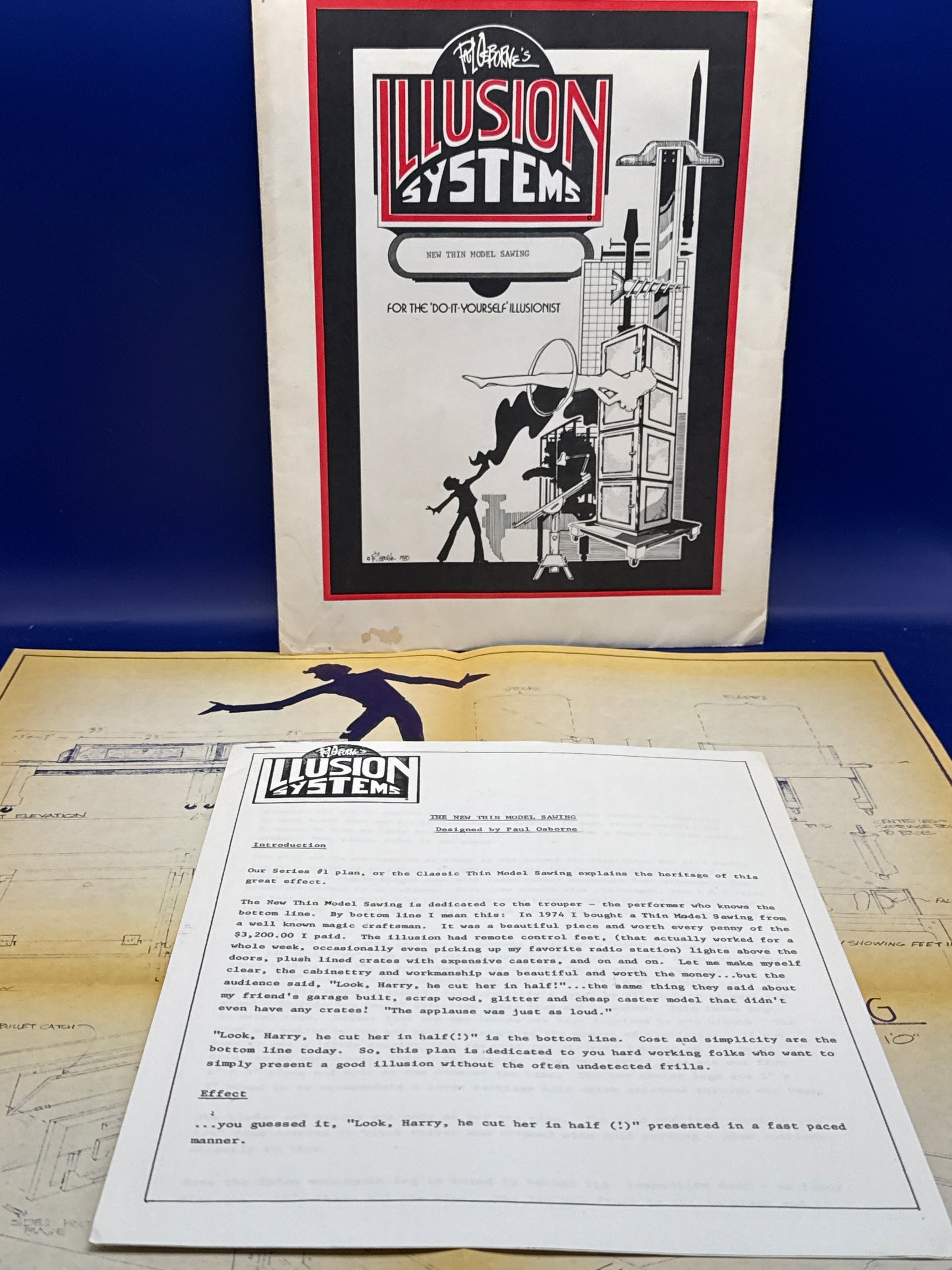 Paul Osborne Illusion Systems plans for New Thin Model Sawing c1980 Vintage plans