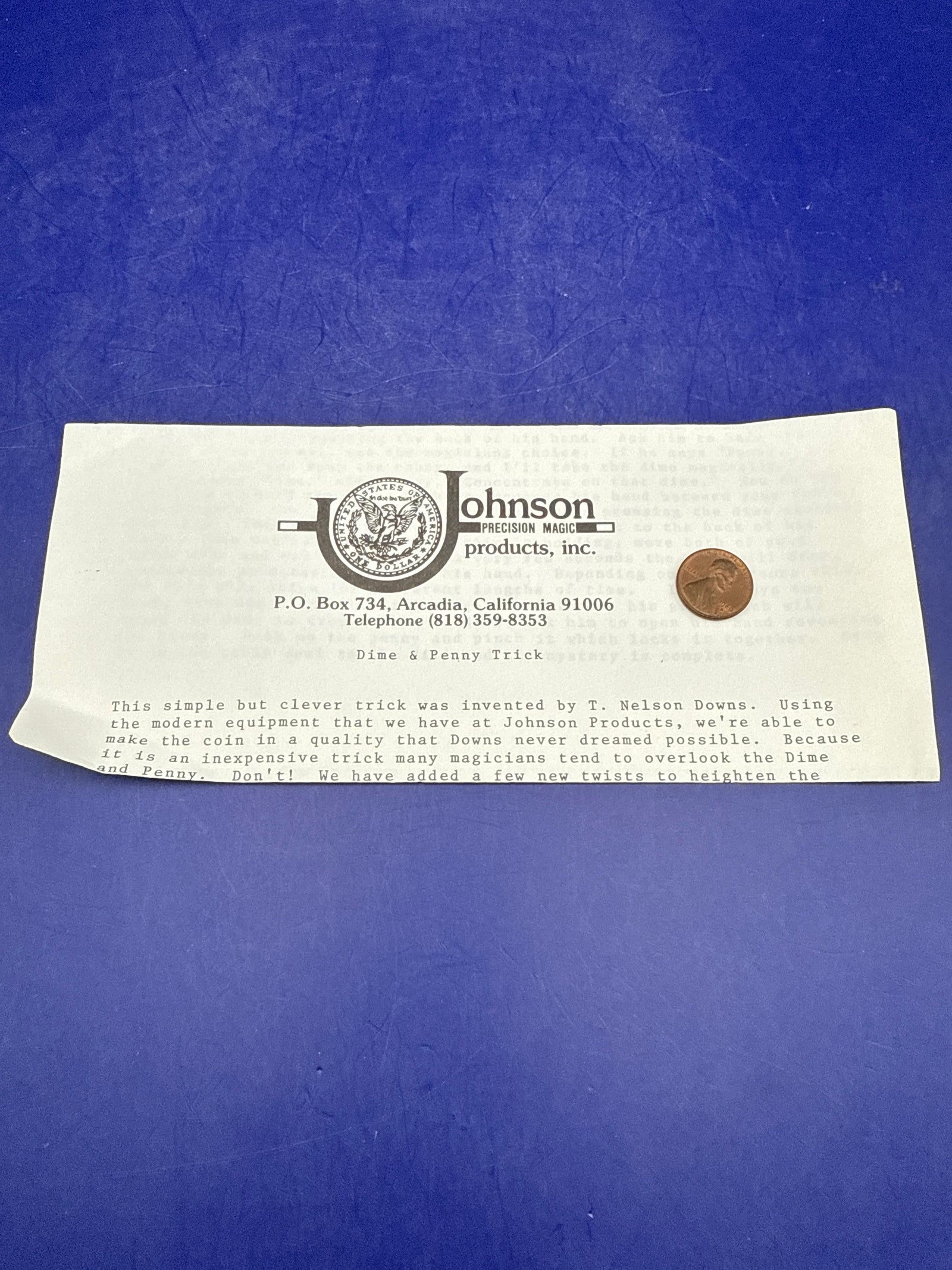 Johnson Precision Magic Products - Dime & Penny - Vintage - ESTATE