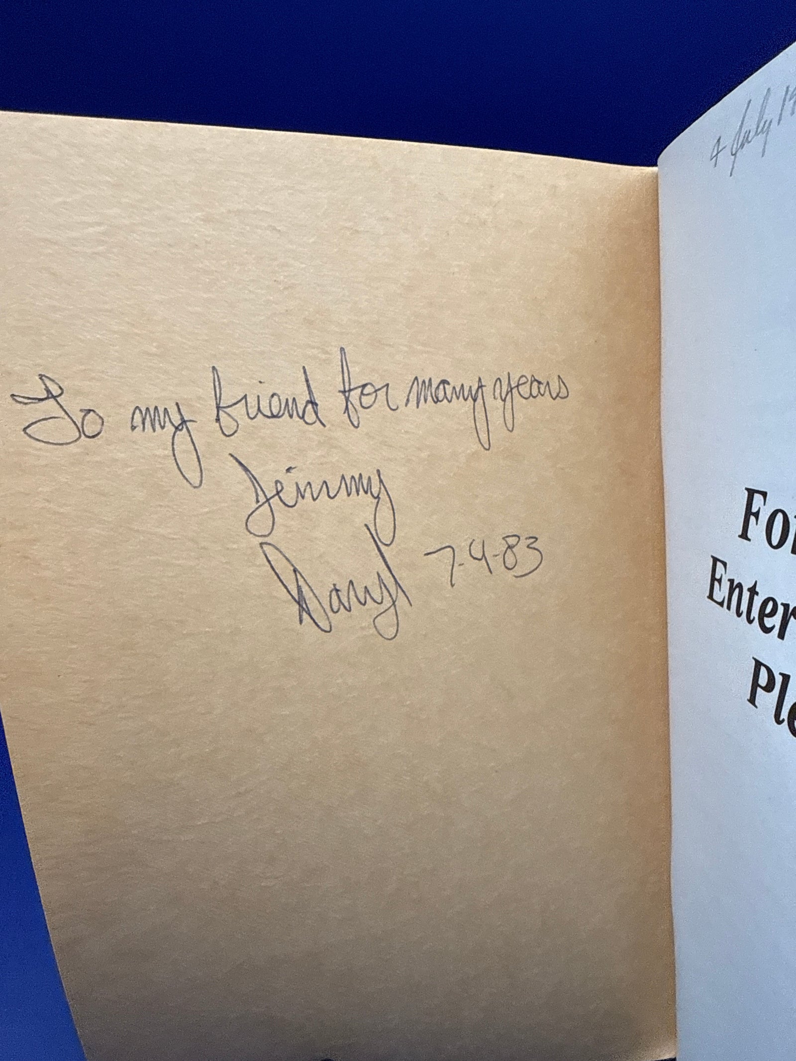 For Your Entertainment Pleasure: Magic by Daryl, by Stephen Minch INSCRIBED by Daryl ESTATE