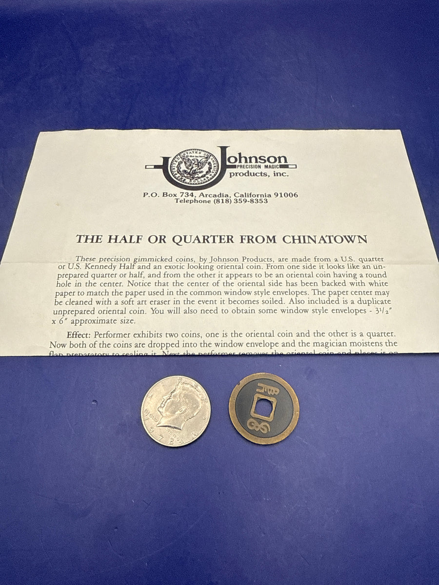 Vintage Johnson Precision Magic The Half From Chinatown coin Magic trick