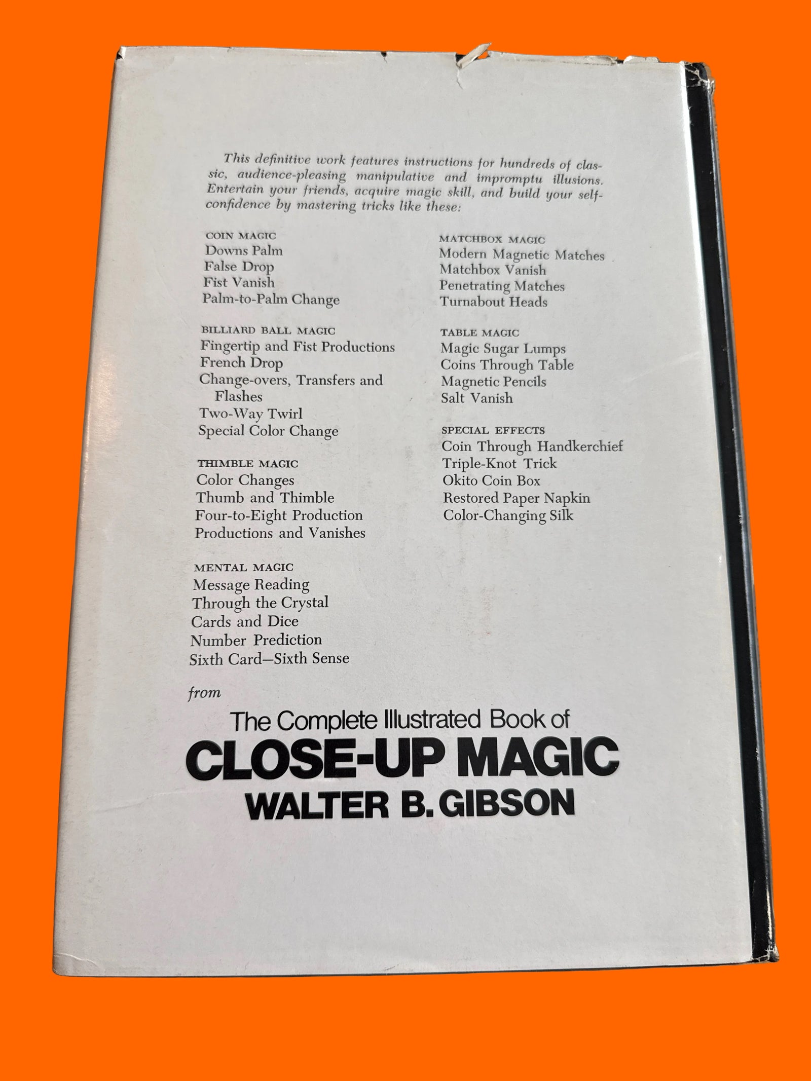 The Complete Illustrated Book of Close-up Magic by Walter Gibson 1980 1st edition ESTATE
