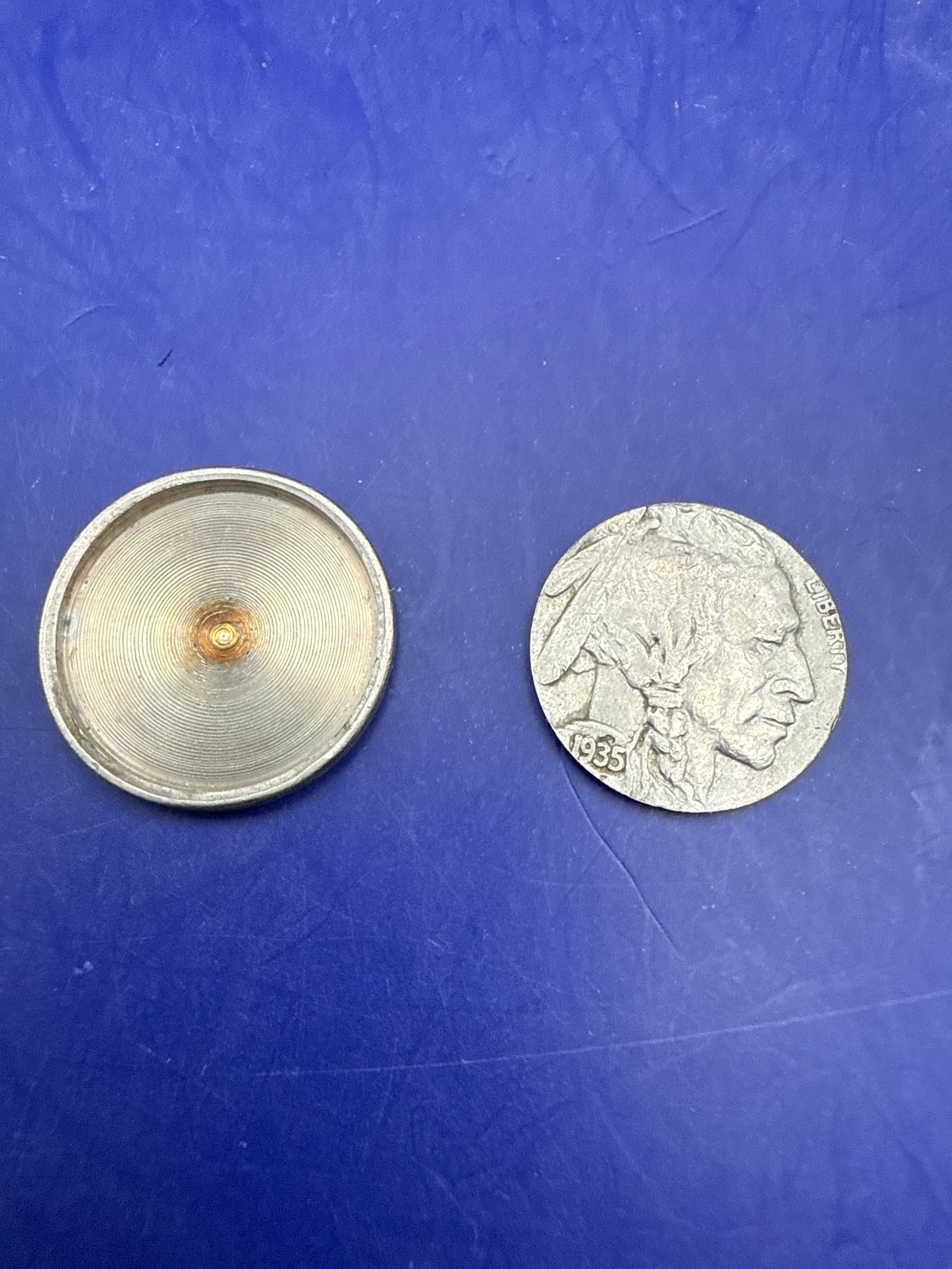 Nickel & Penny Trick c1950 buffalo nickel & wheat penny Vintage ESTATE
