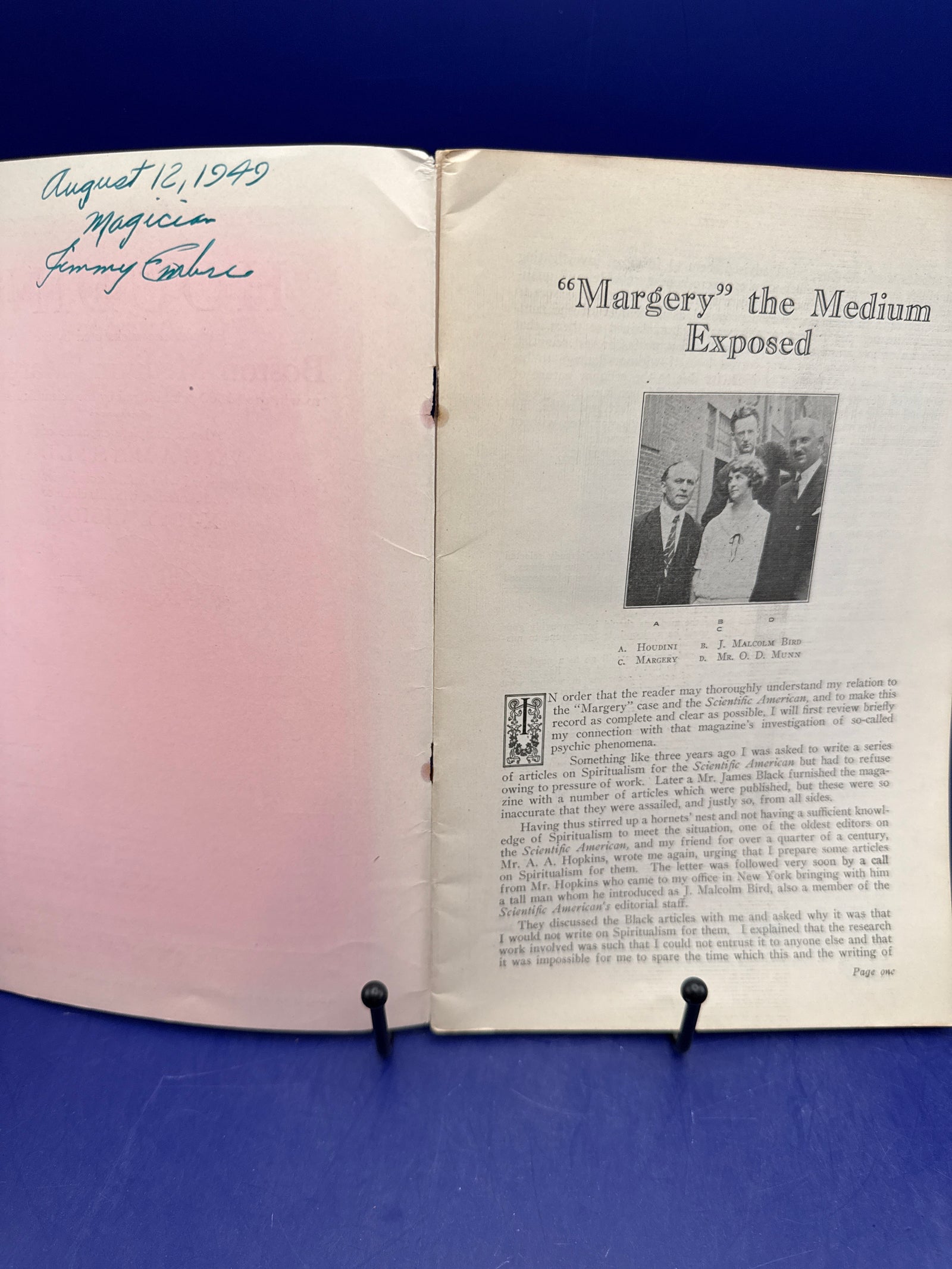 Houdini Exposes the Tricks Used by the Boston Medium "Margery" by Harry Houdini 1924 by Adams Press Publishers ESTATE