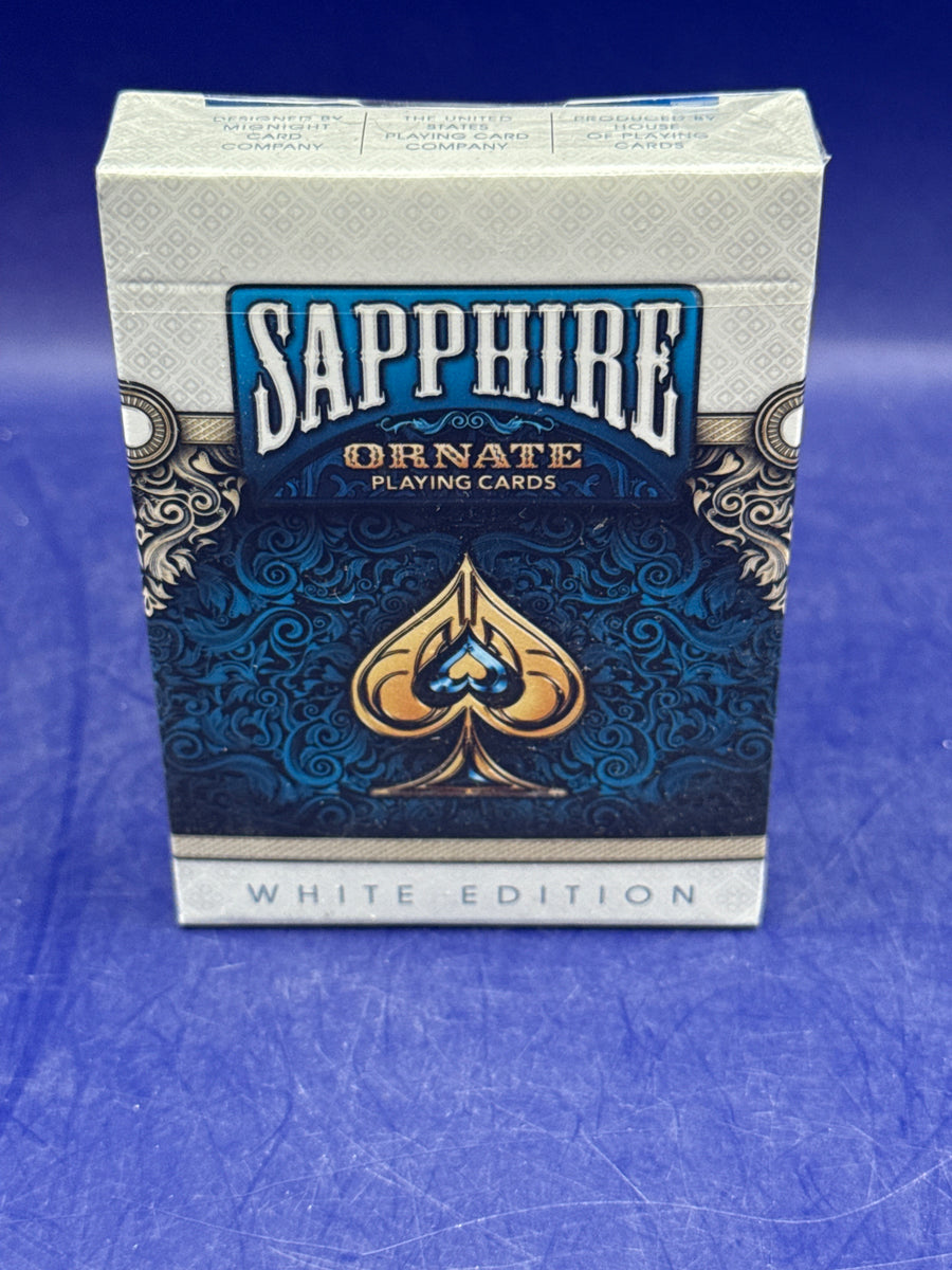 Ornate Sapphire Playing Cards (White Edition) – Limited Luxury Collector Deck