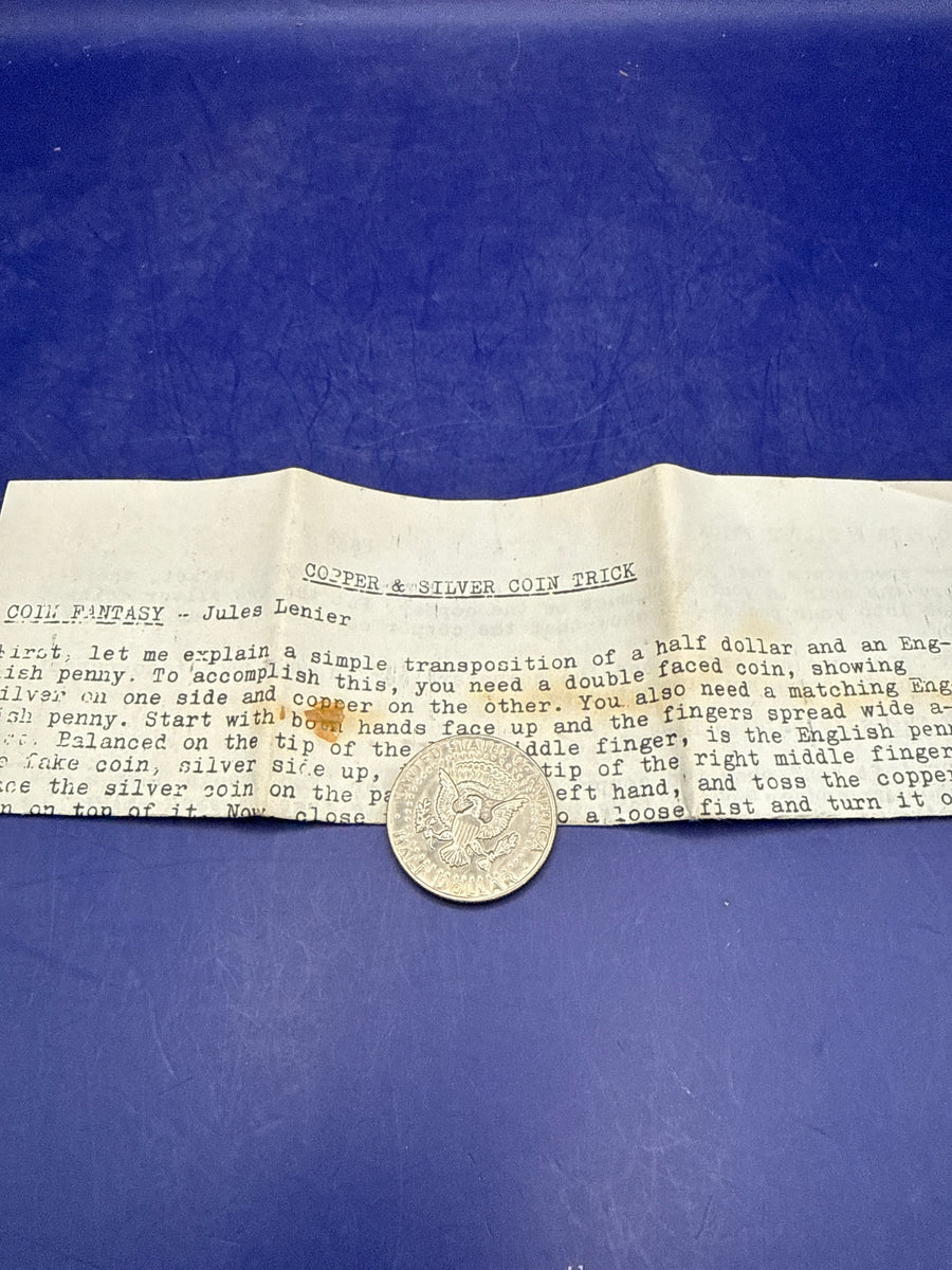 Coin Fantasy by Jules Lenier - Copper & Silver Coin Magic Trick c1970 VNTG