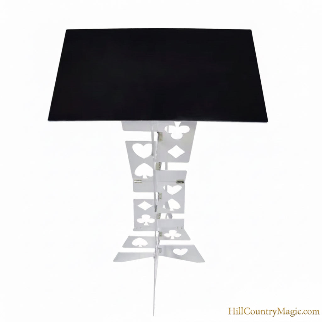 Appearing Instant magicians table - Harbin Style with Playing Card pip design (Black / Silver)